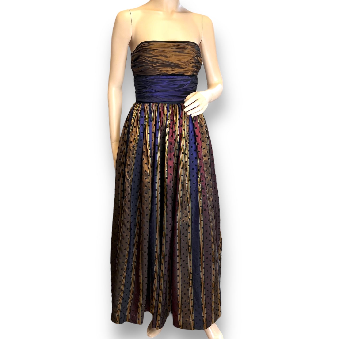 Jean Allen Taffeta Strapless Gown 1970s