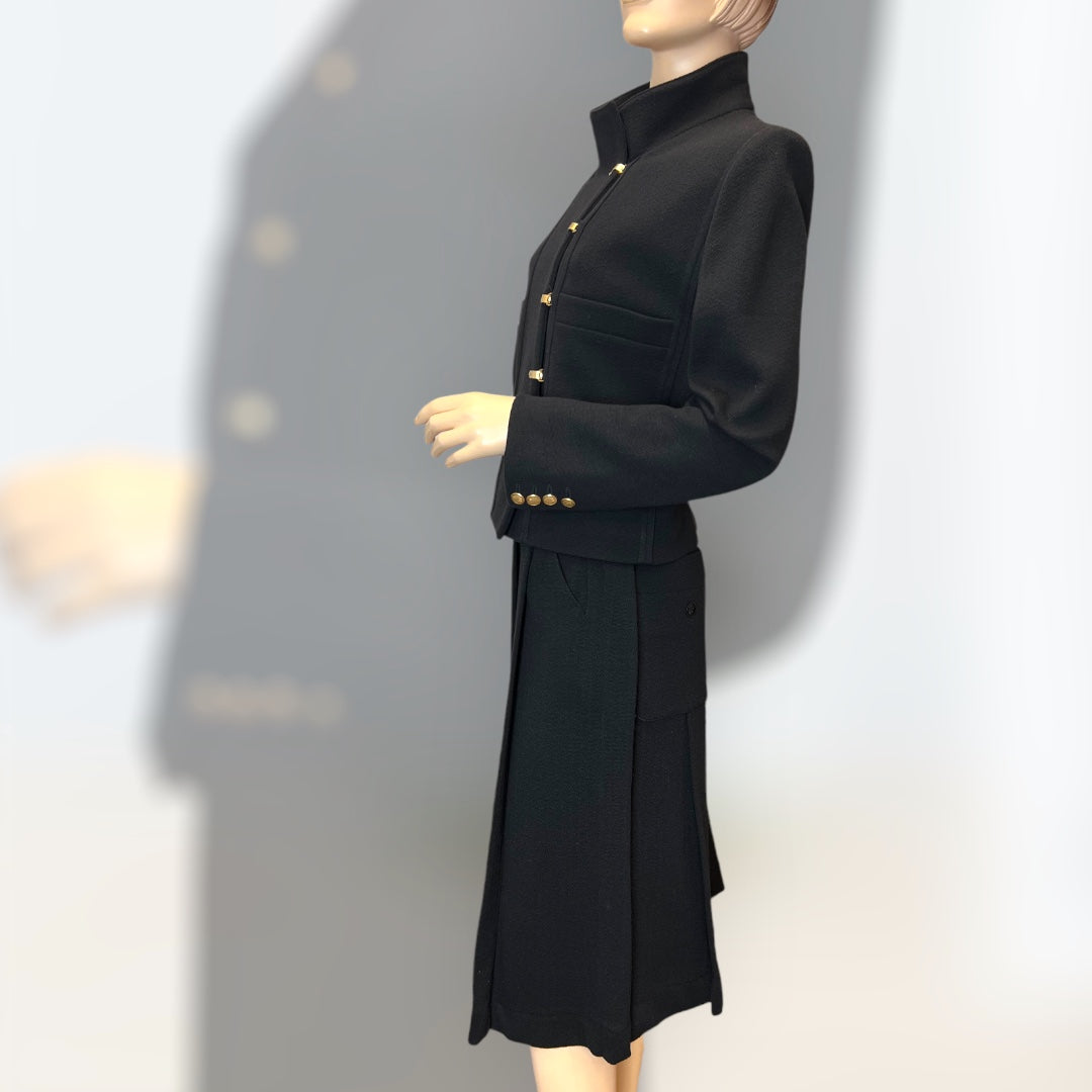 Sonia Rykiel Black Wool Culottes Suit 1980s