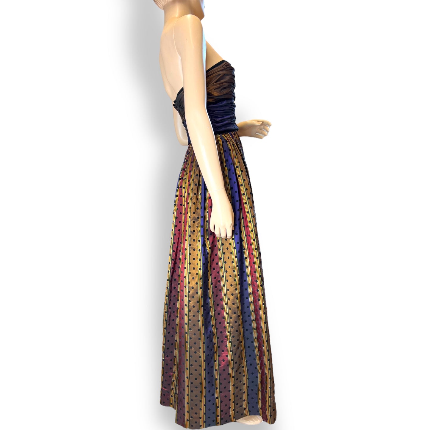 Jean Allen Taffeta Strapless Gown 1970s