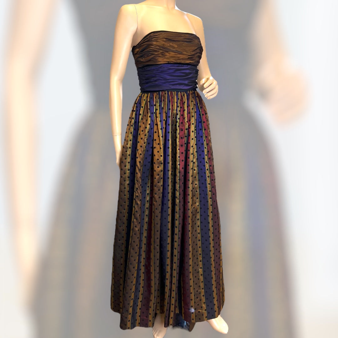 Jean Allen Taffeta Strapless Gown 1970s