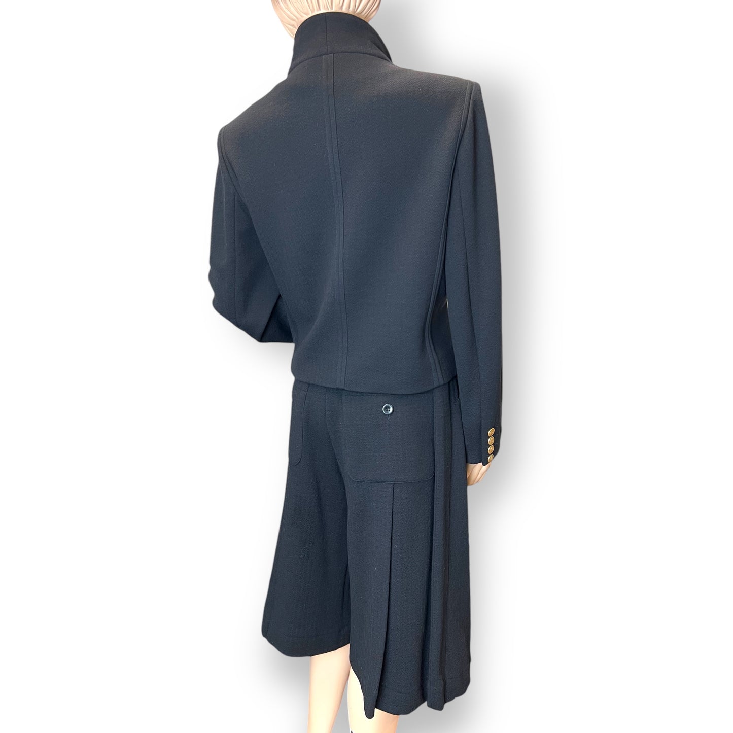 Sonia Rykiel Black Wool Culottes Suit 1980s