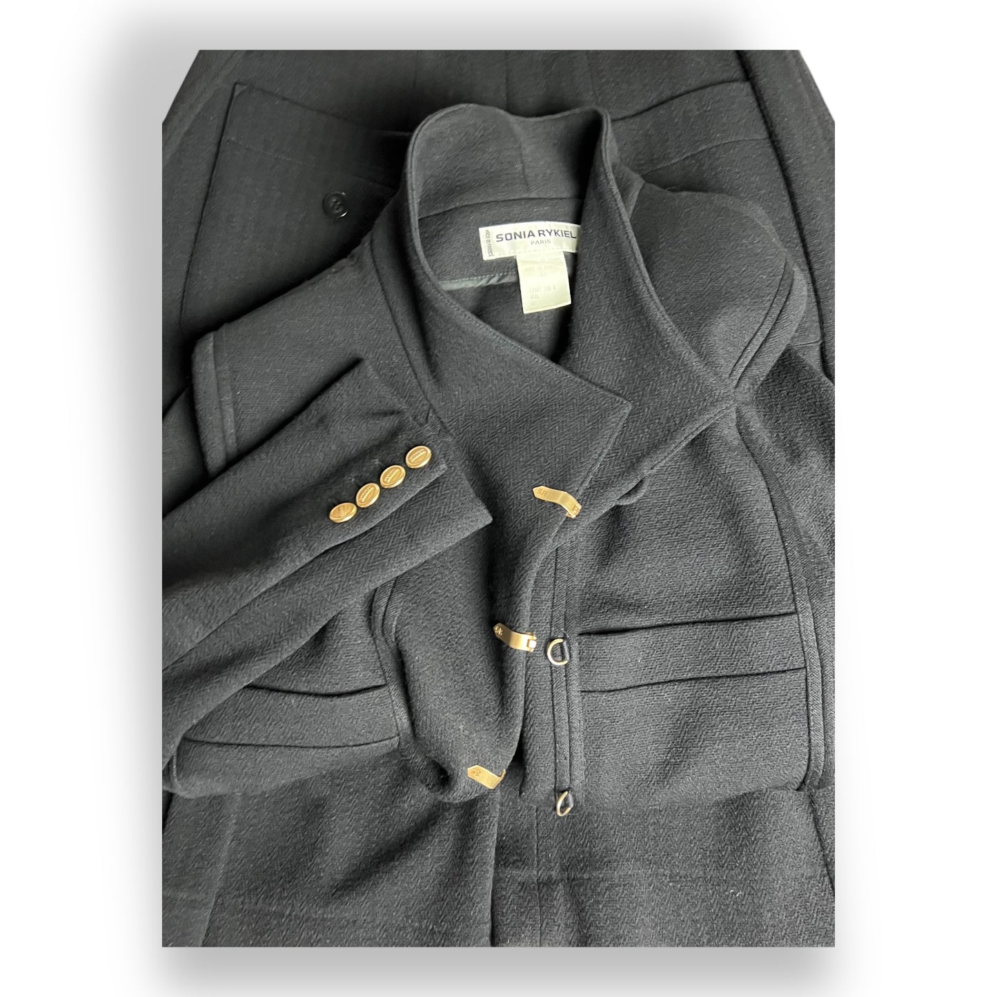 Sonia Rykiel Black Wool Culottes Suit 1980s
