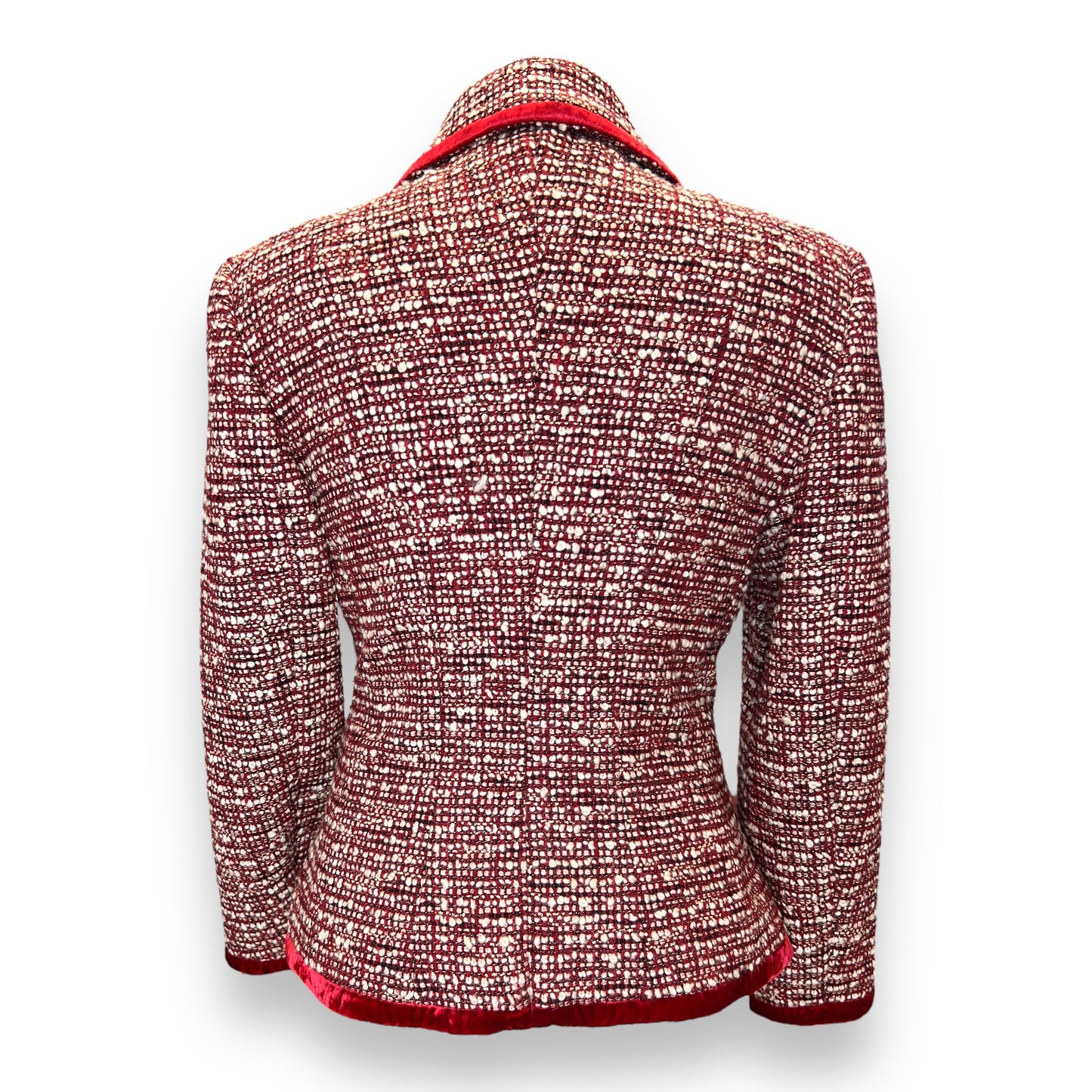 Escada Tweed and Red Velvet Jacket 2000s