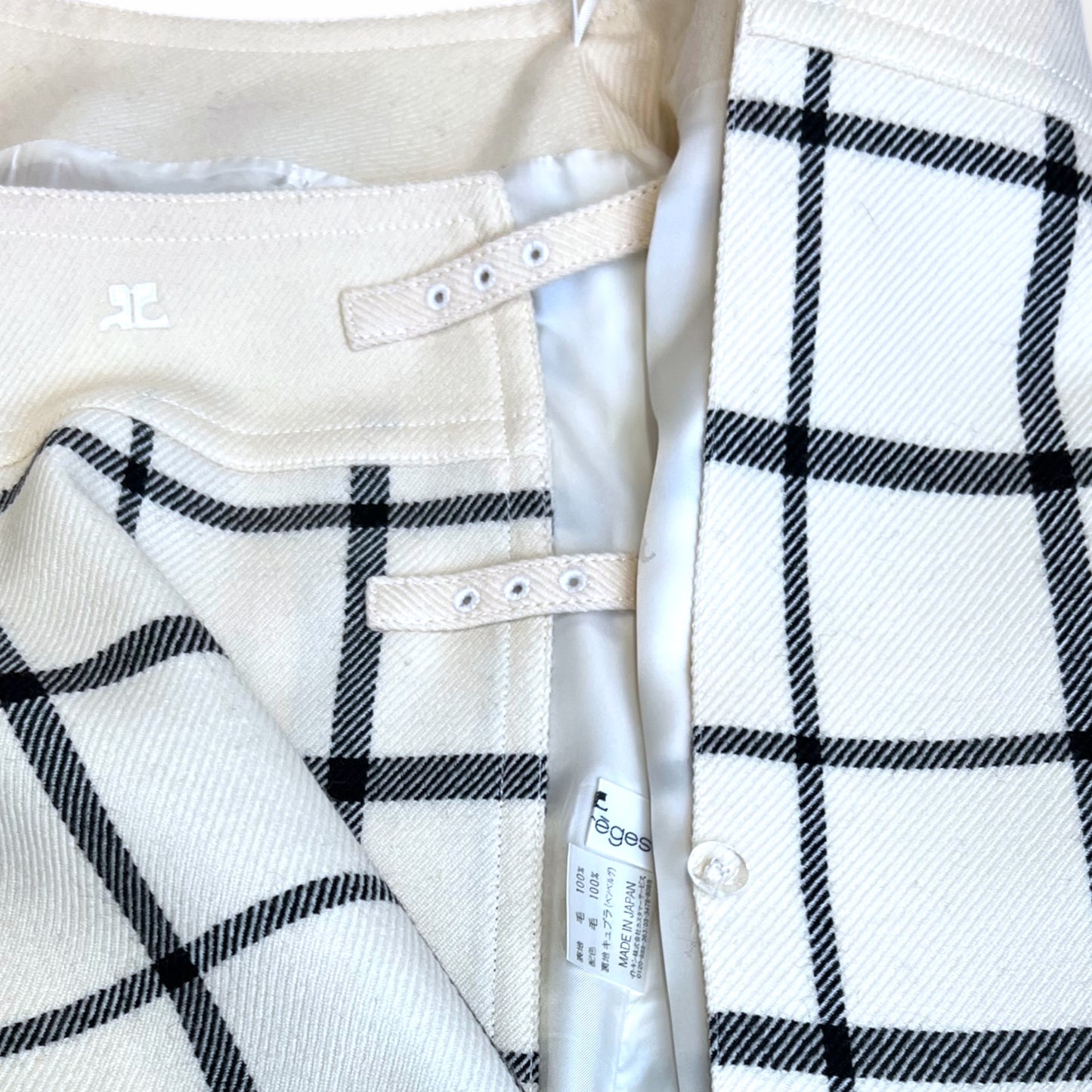 Courrèges Checked Wool Skirt 2000s