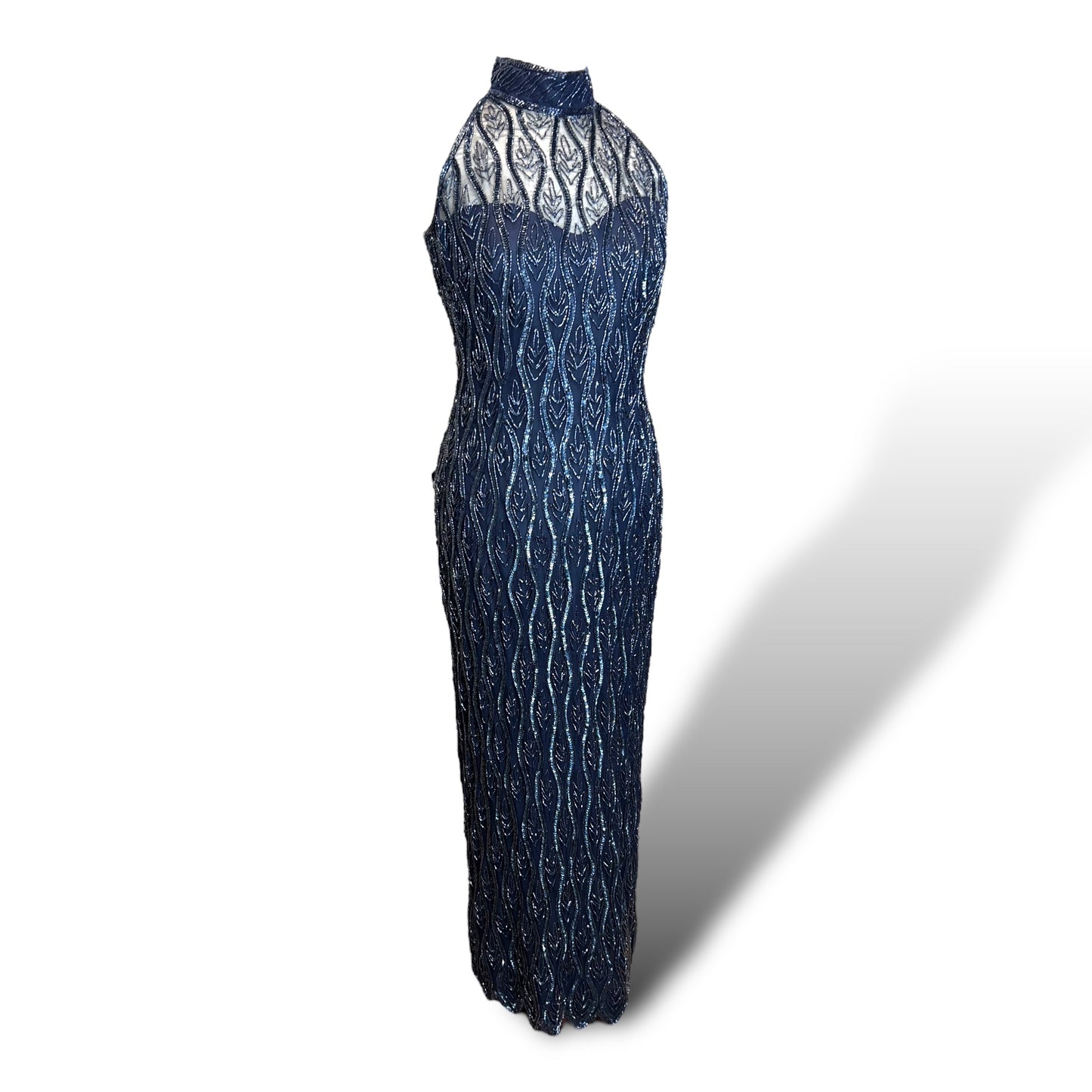 Frank Usher Midnight Beaded Gown 90s