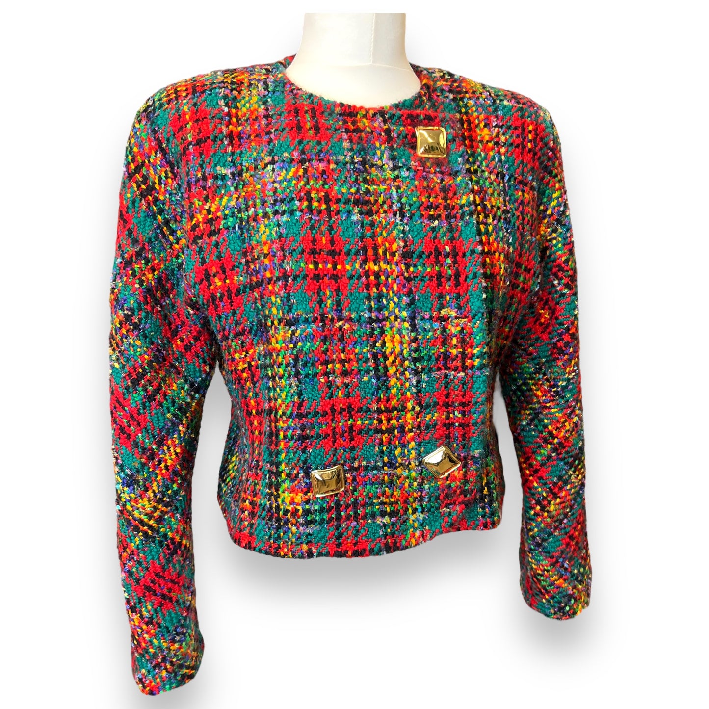 Jaeger Coloured Tweed Cropped Jacket 1980s