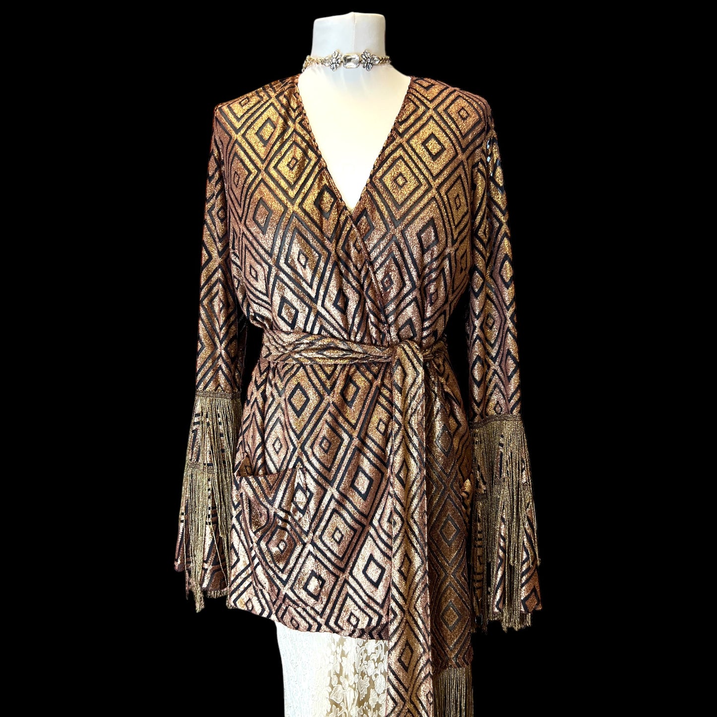 Anna Sui Copper Fringed Wrap 1990s