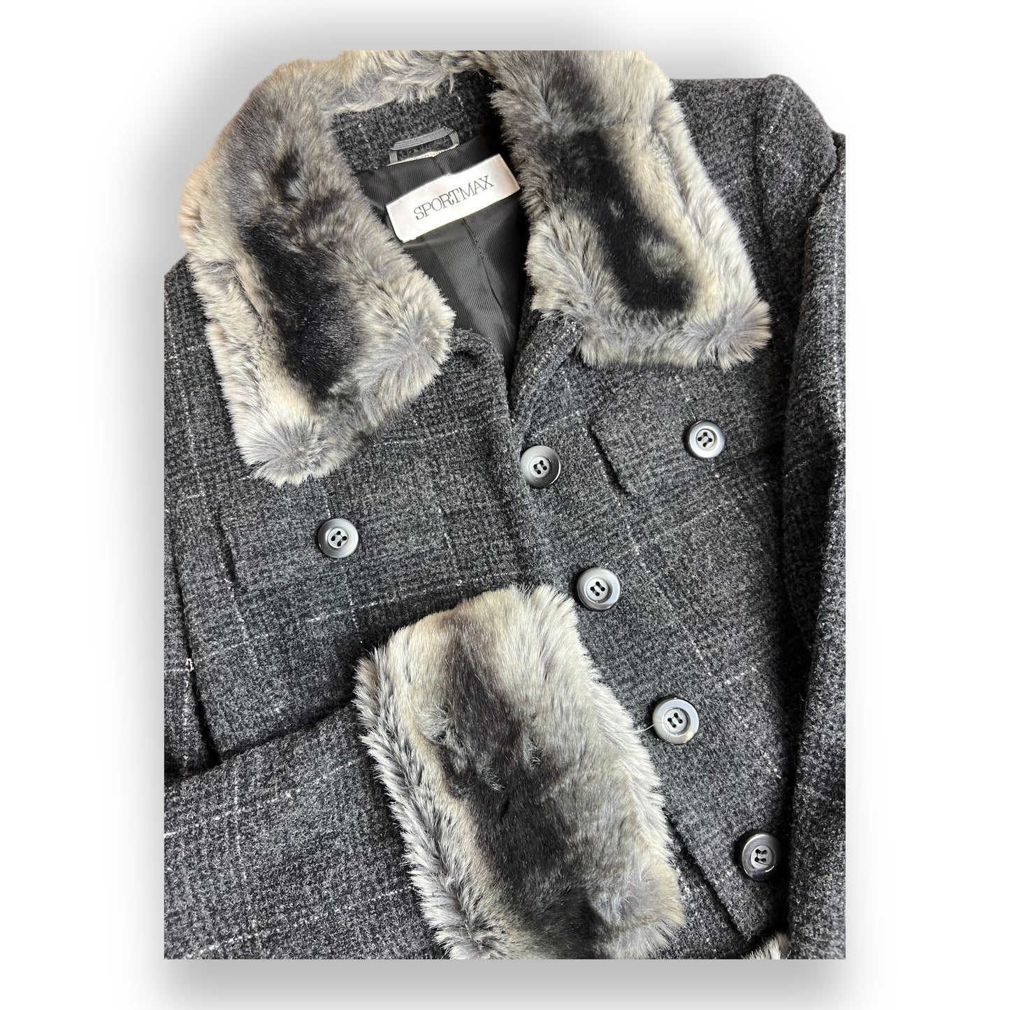 SportMax Fur Trimmed Wool Suit 1990s