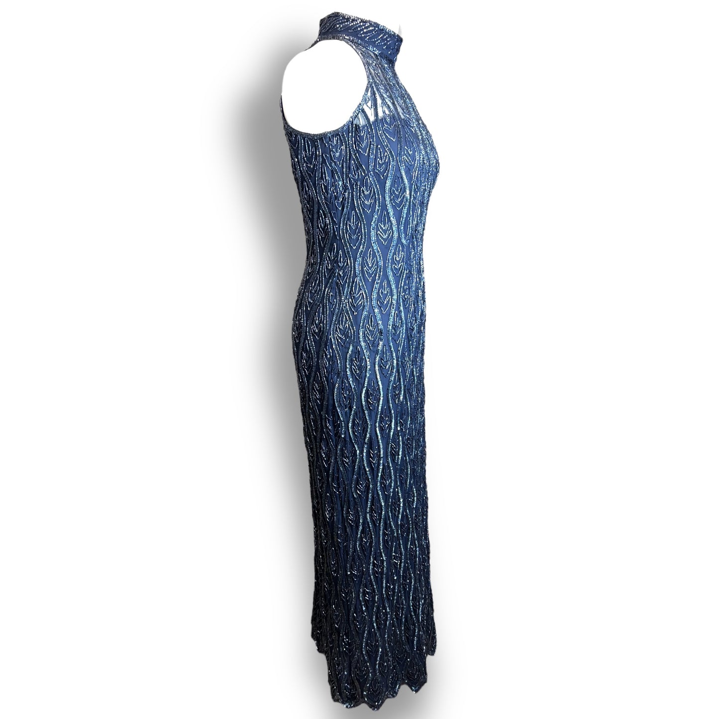 Frank Usher Midnight Beaded Gown 90s