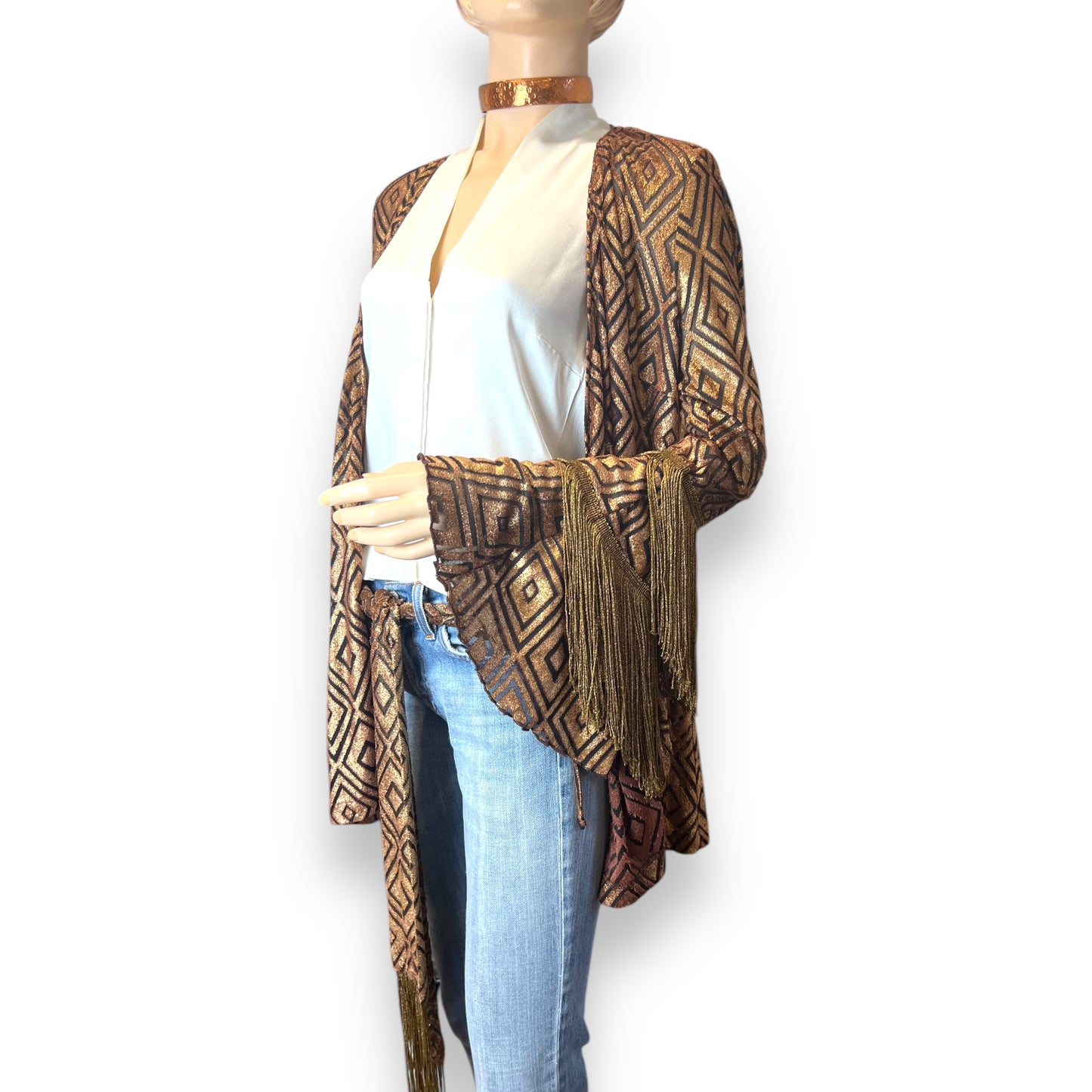 Anna Sui Copper Fringed Wrap 1990s