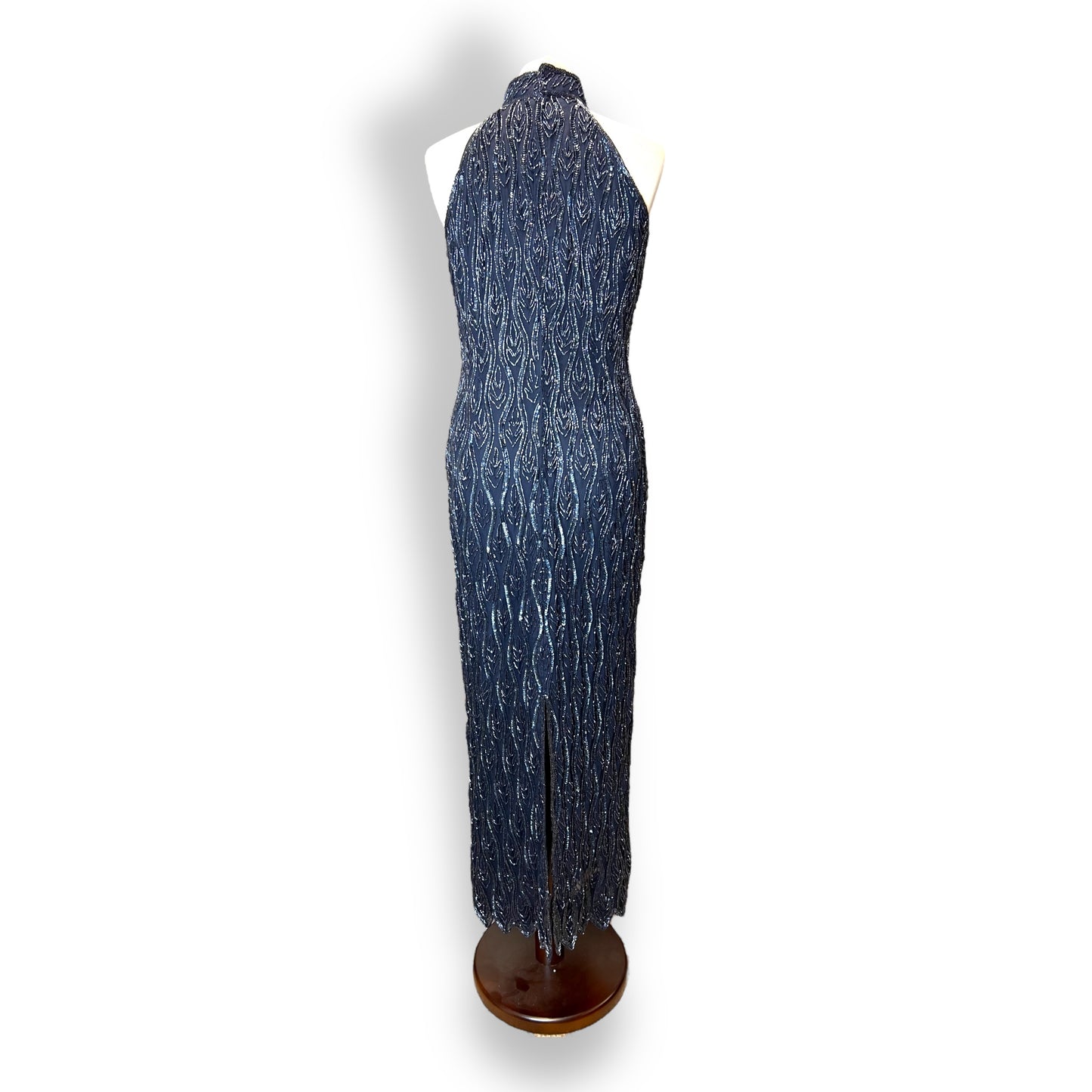 Frank Usher Midnight Beaded Gown 90s