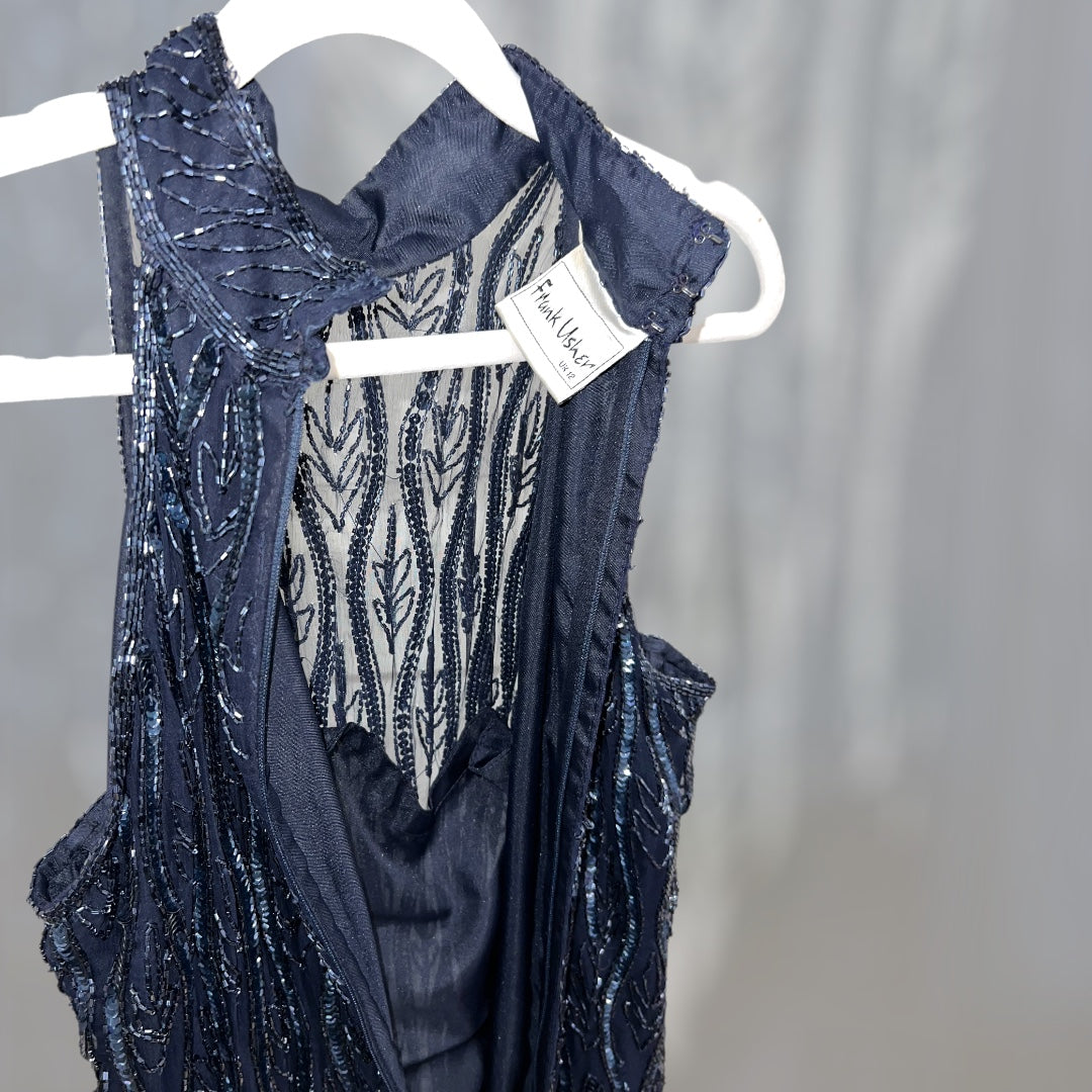 Frank Usher Midnight Beaded Gown 90s