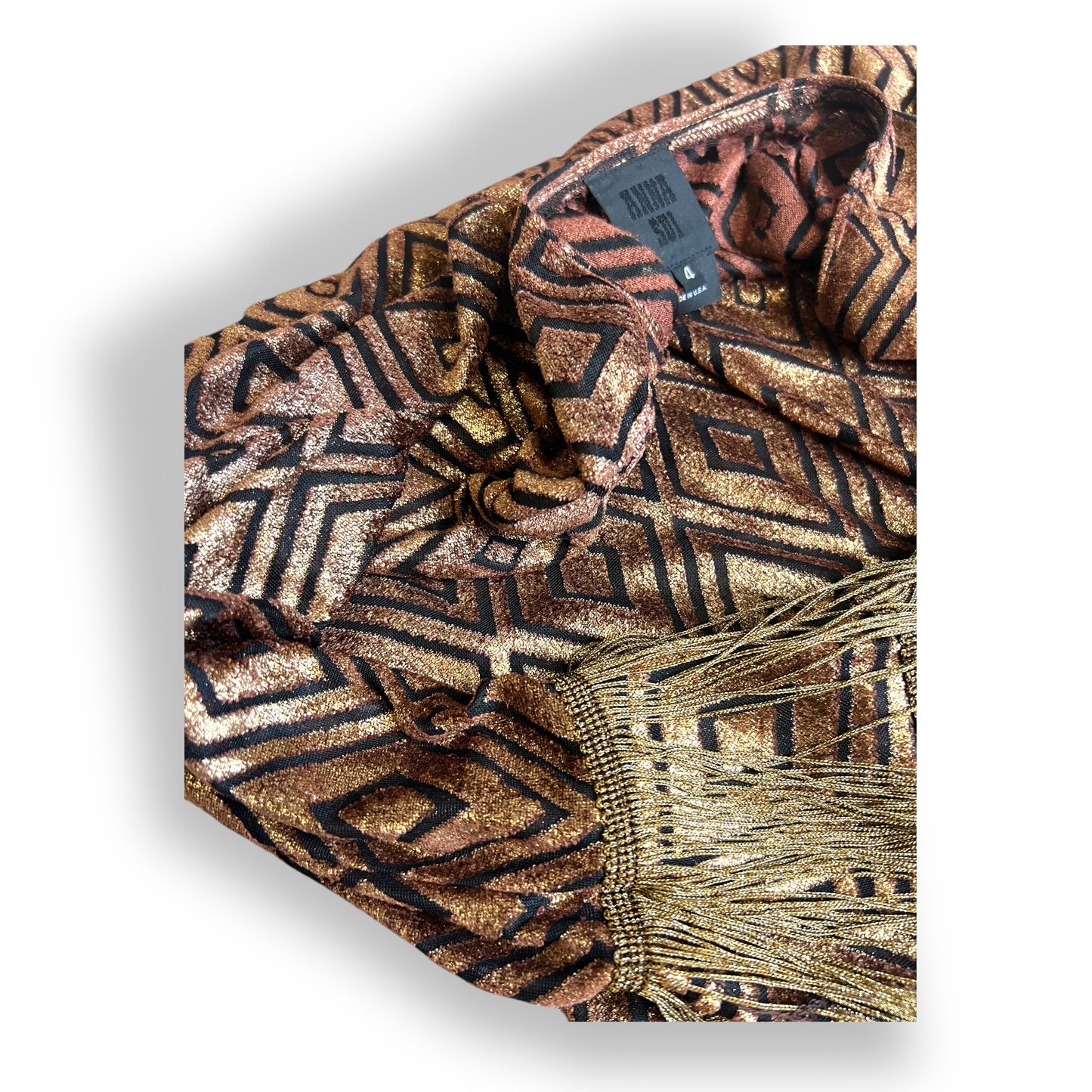 Anna Sui Copper Fringed Wrap 1990s