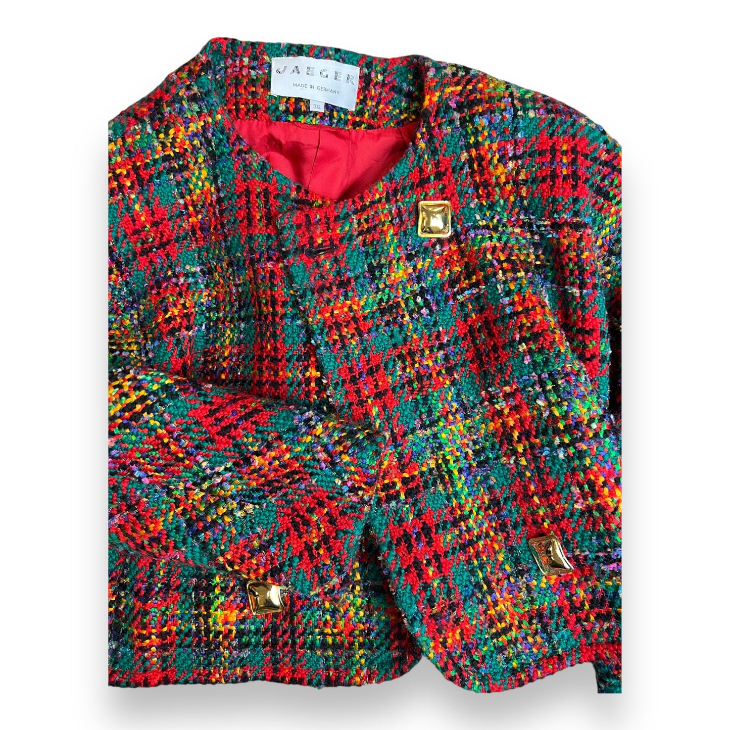 Jaeger Coloured Tweed Cropped Jacket 1980s