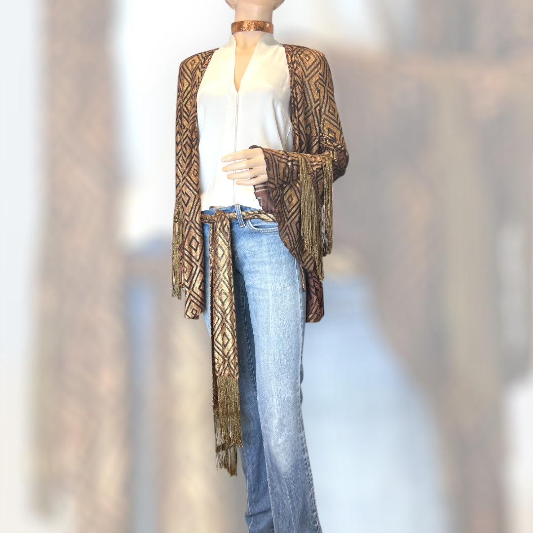 Anna Sui Copper Fringed Wrap 1990s