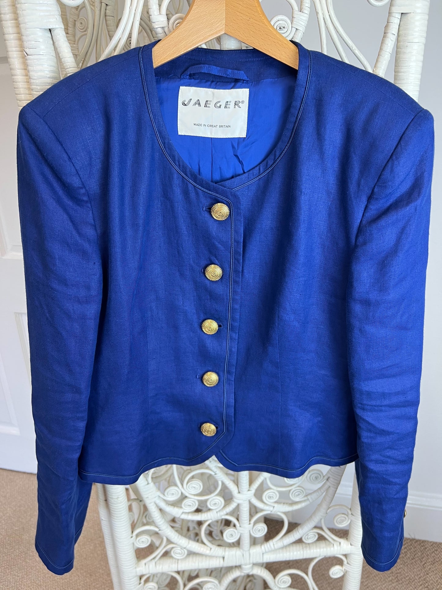 Jaeger Blue Linen Jacket 1980s