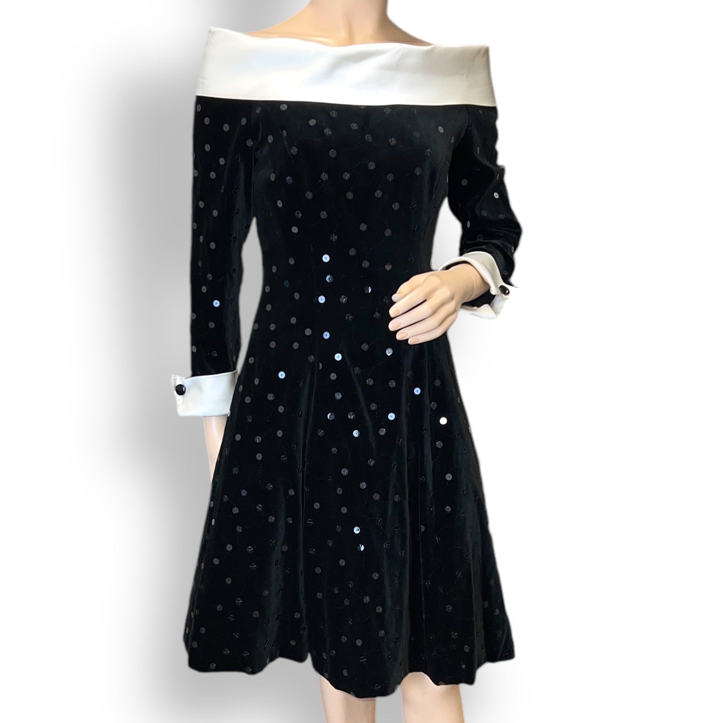 Bellville Sassoon Black Velvet Evening Dress 1980s