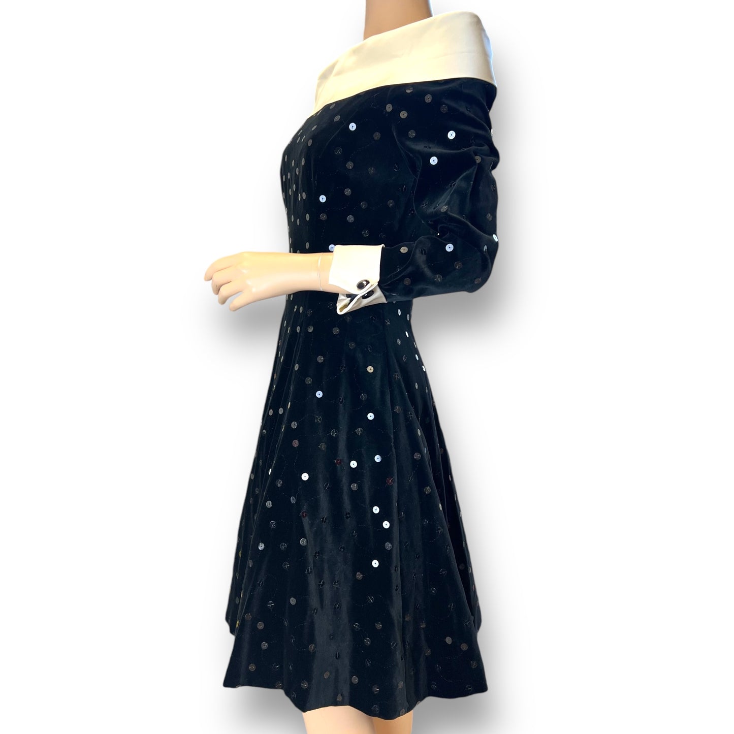 Bellville Sassoon Black Velvet Evening Dress 1980s