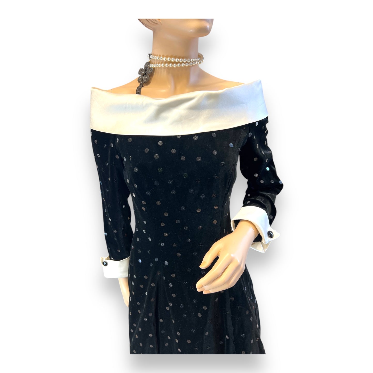 Bellville Sassoon Black Velvet Evening Dress 1980s