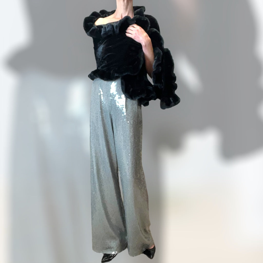 Hardy Amies Sequin Palazzo Trousers 80s