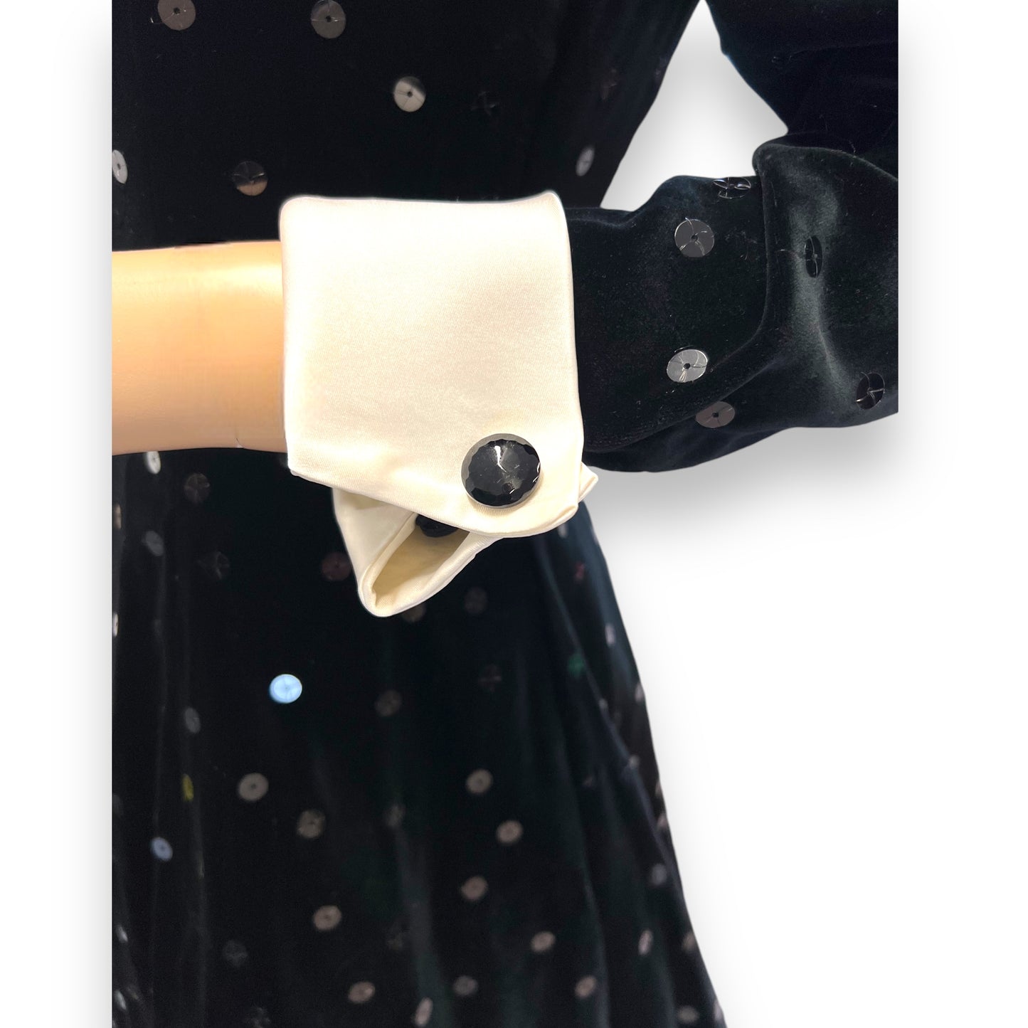 Bellville Sassoon Black Velvet Evening Dress 1980s