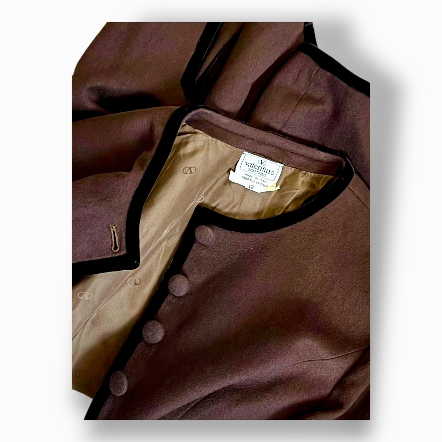 Valentino Boutique Velvet Trim Jacket 1980s detail