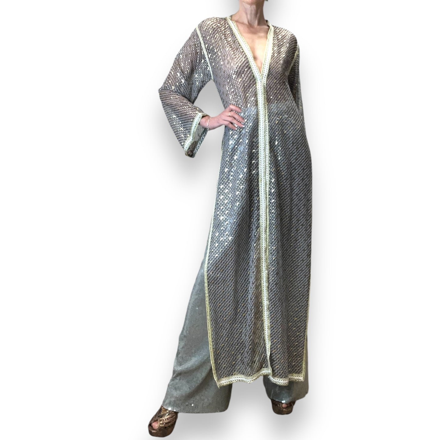 Hardy Amies Sequin Palazzo Trousers 80s