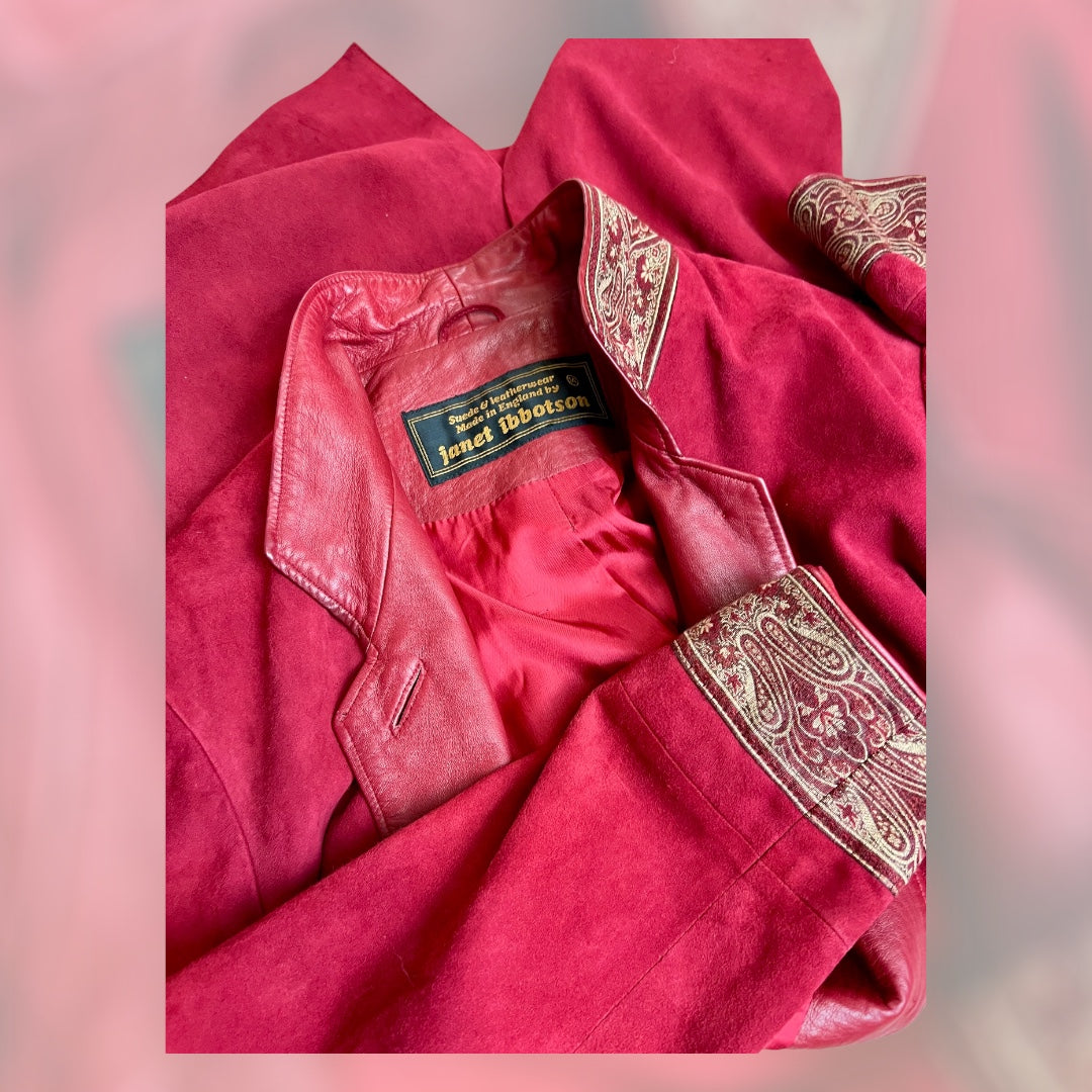 Janet Ibbotson Red Suede Long Jacket 1970s