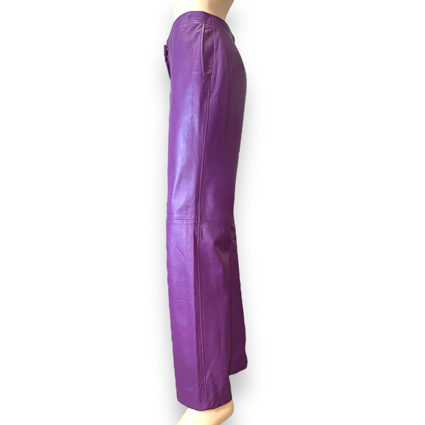 Versus Versace Mauve Leather Trousers 1990s side view