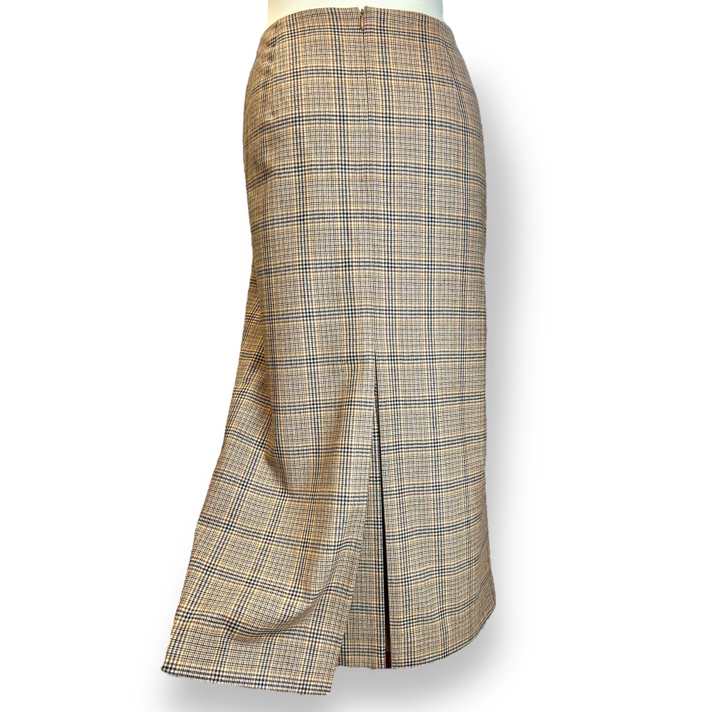Hauber Checked Wool Skirt 90s