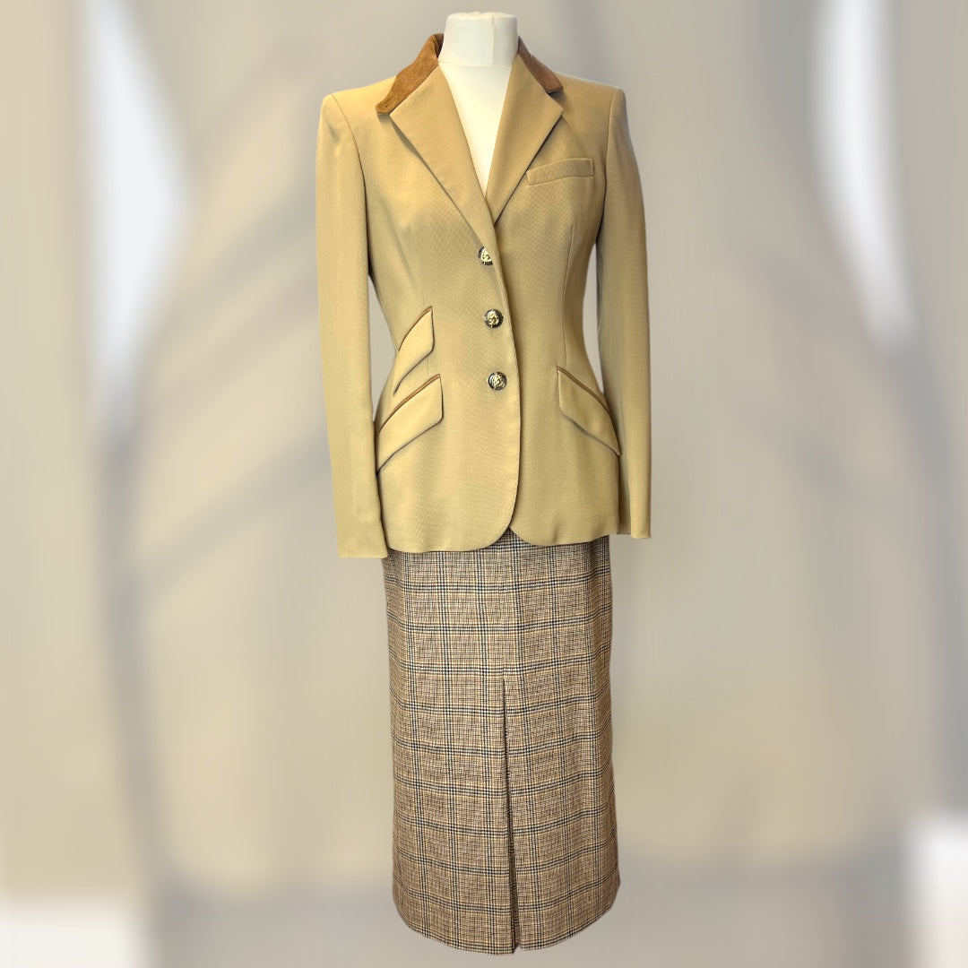Hauber Checked Wool Skirt 90s
