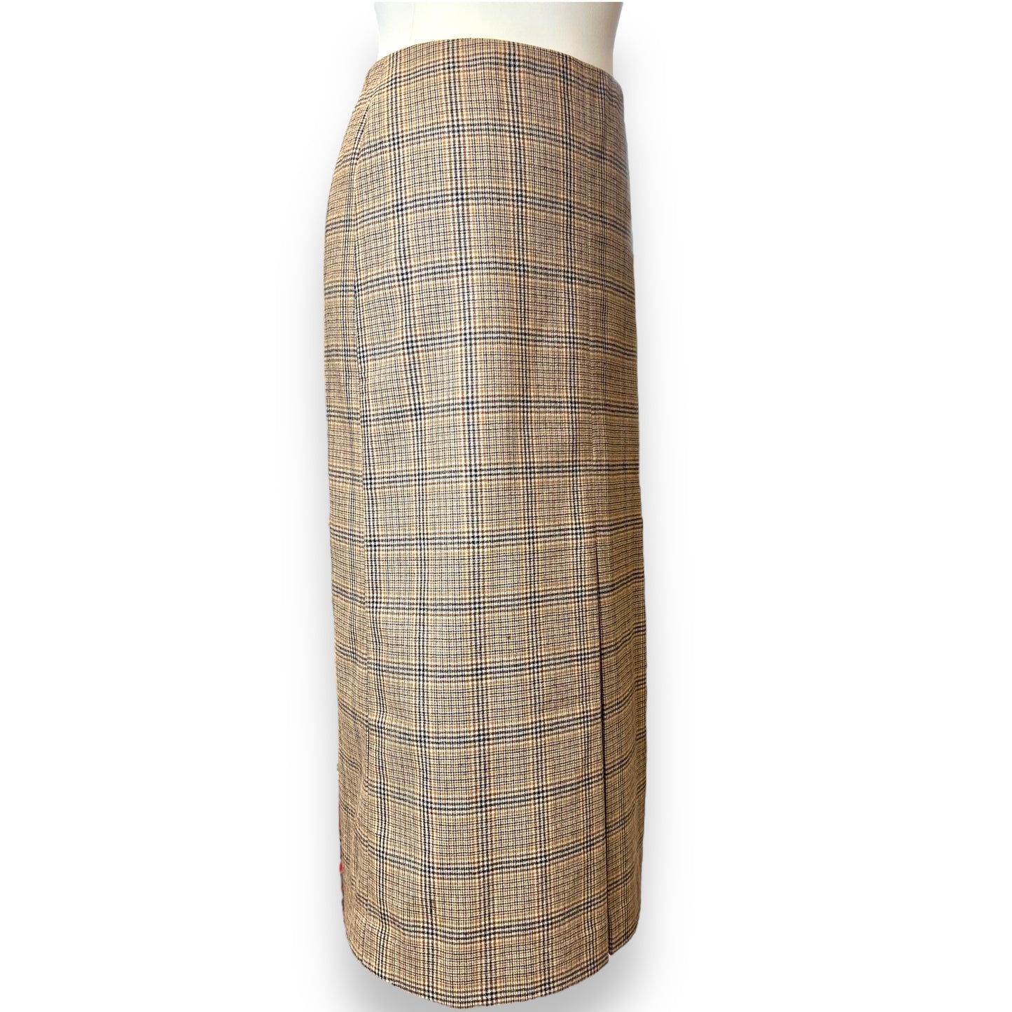 Hauber Checked Wool Skirt 90s