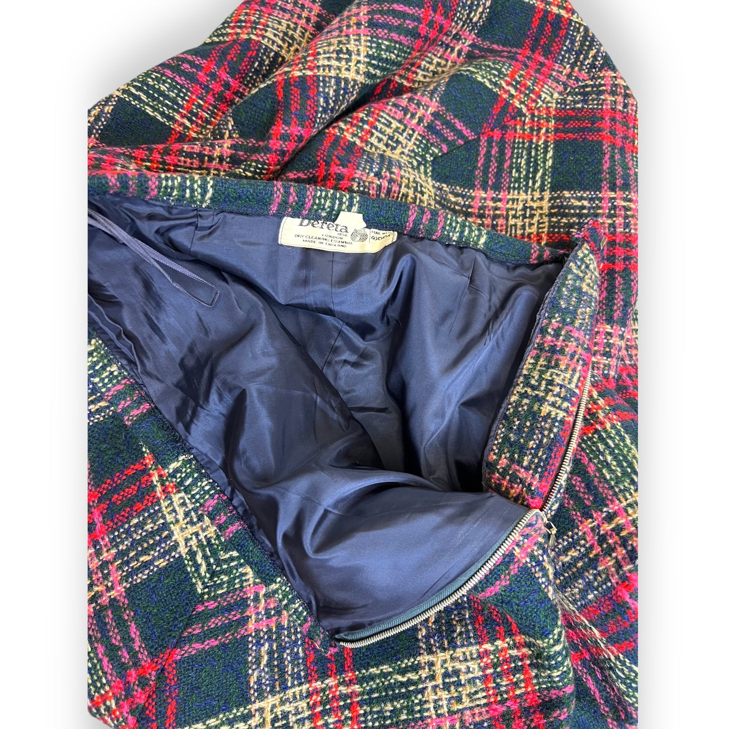 Dereta London Tweed Plaid Maxi Skirt 1970s