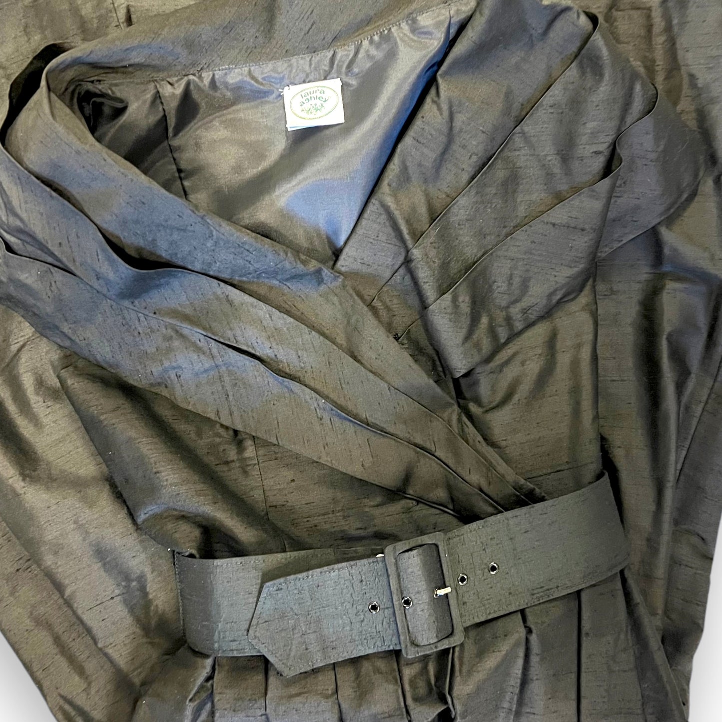 Laura Ashley Black Silk Dress 1980s