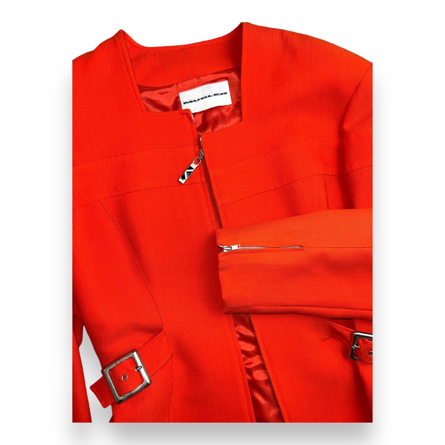 Mugler Structured Red Wool Jacket 2000s