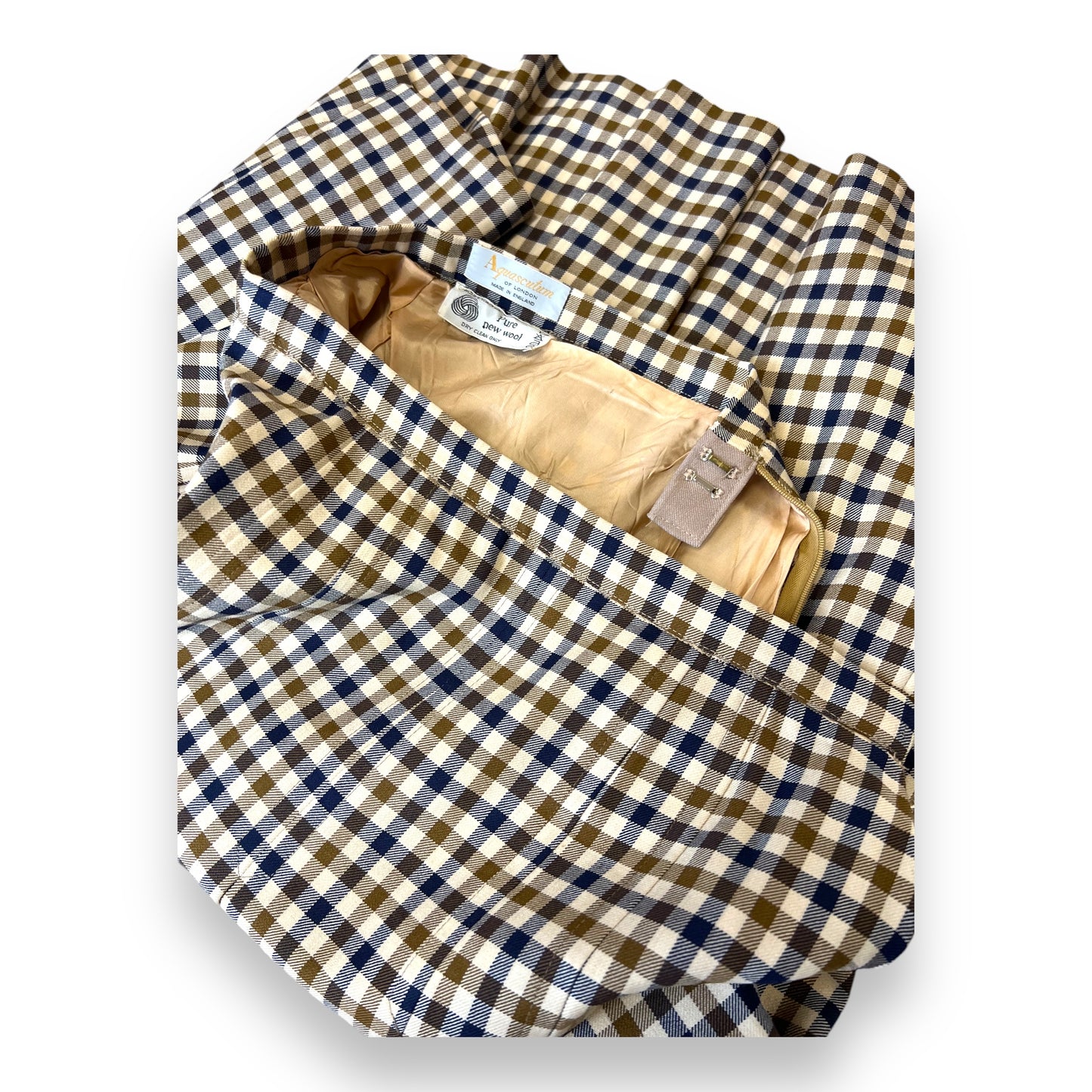 Aquascutum Pleated Checked Skirt 1980s