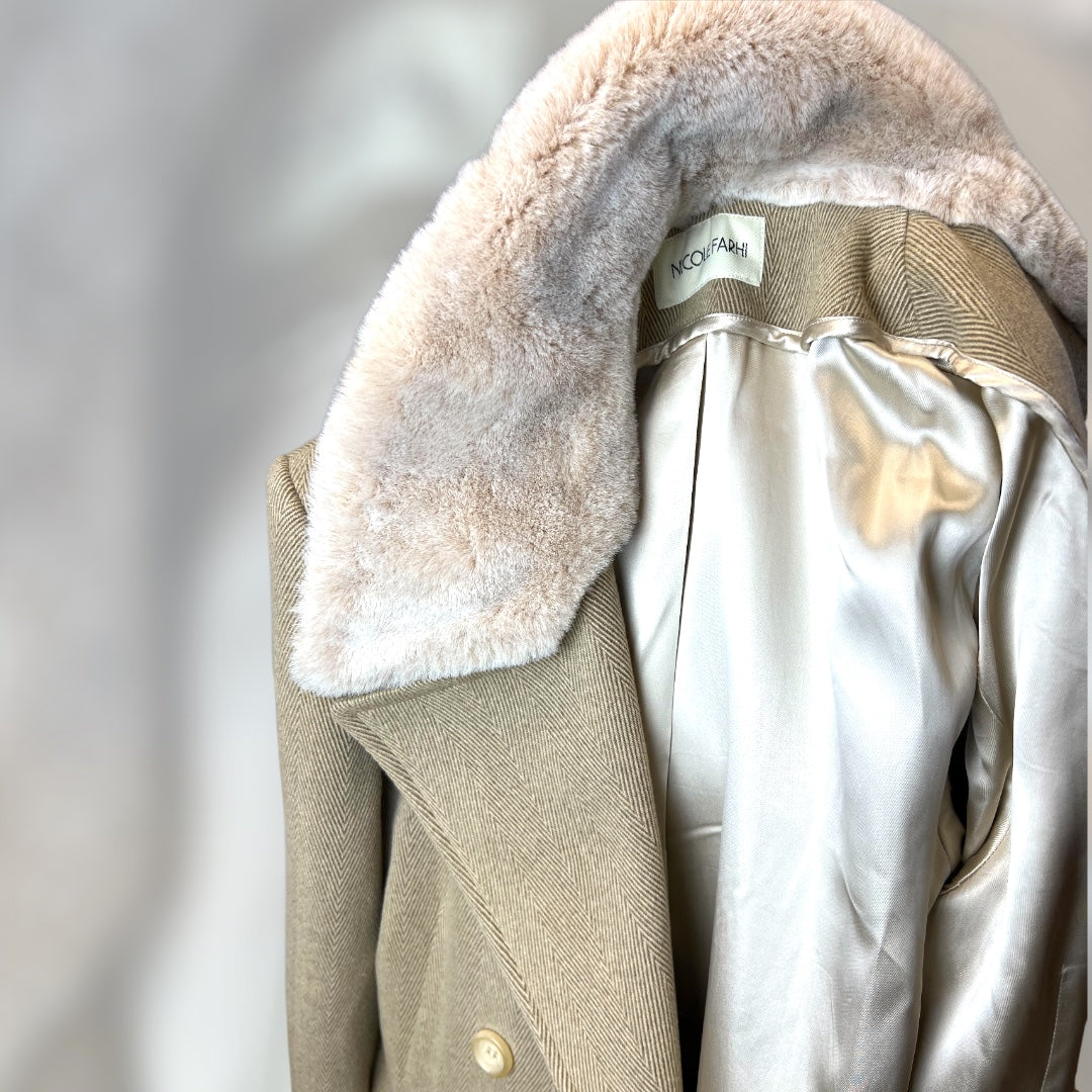 Nicole Farhi Herringbone Tweed Coat 1990s detail view