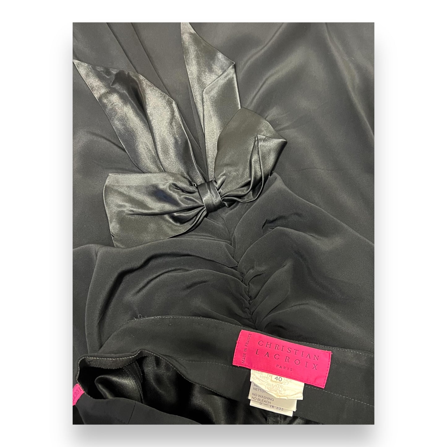 Christian Lacroix Satin Bustle Skirt 1980s label detail