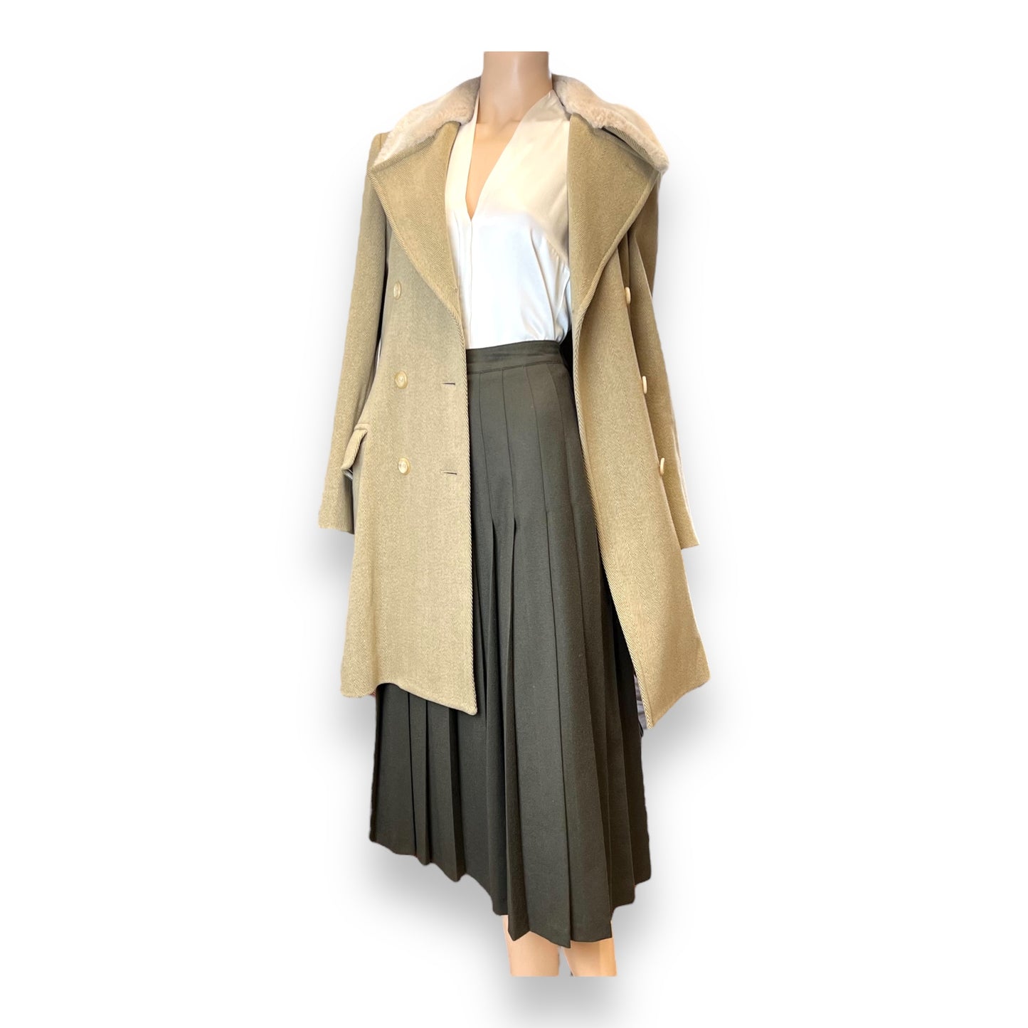 Betty Barclay Green Pleated Wool Skirt 1980s