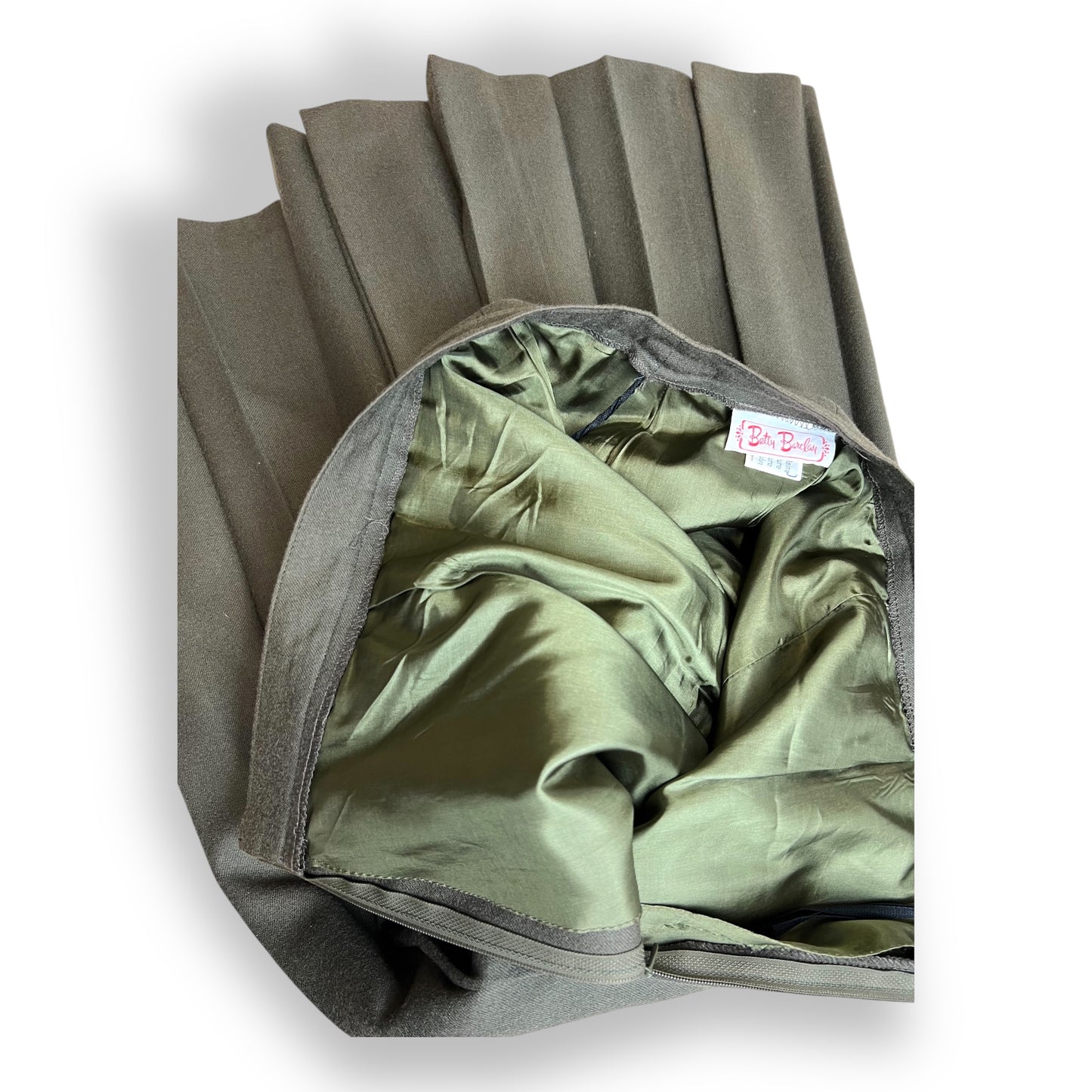 Betty Barclay Green Pleated Wool Skirt 1980s