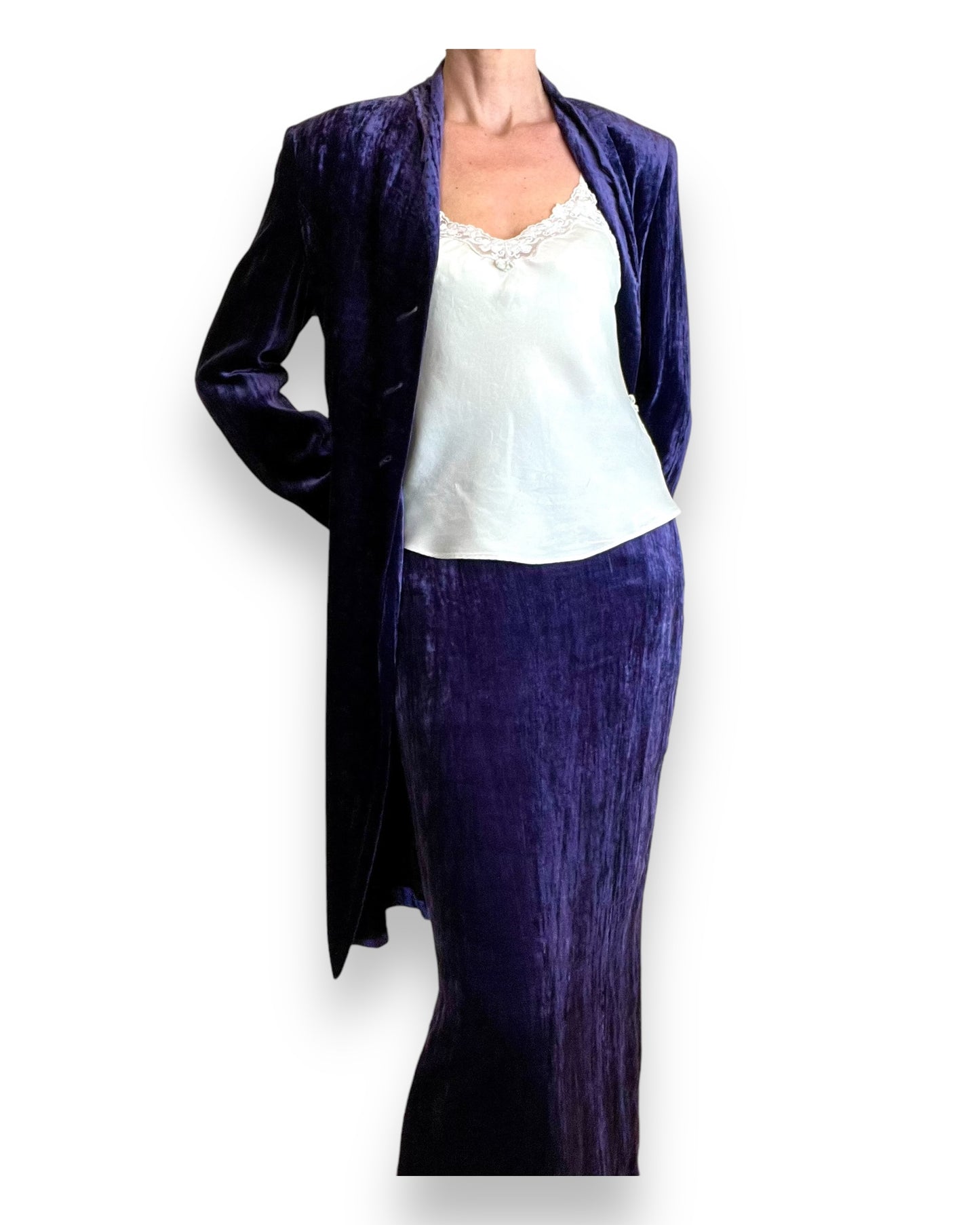 Louise Kennedy Velvet Skirt & Jacket 1990s