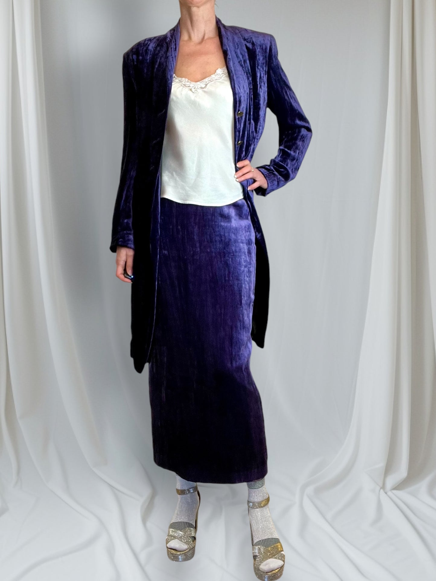 Louise Kennedy Velvet Skirt & Jacket 1990s