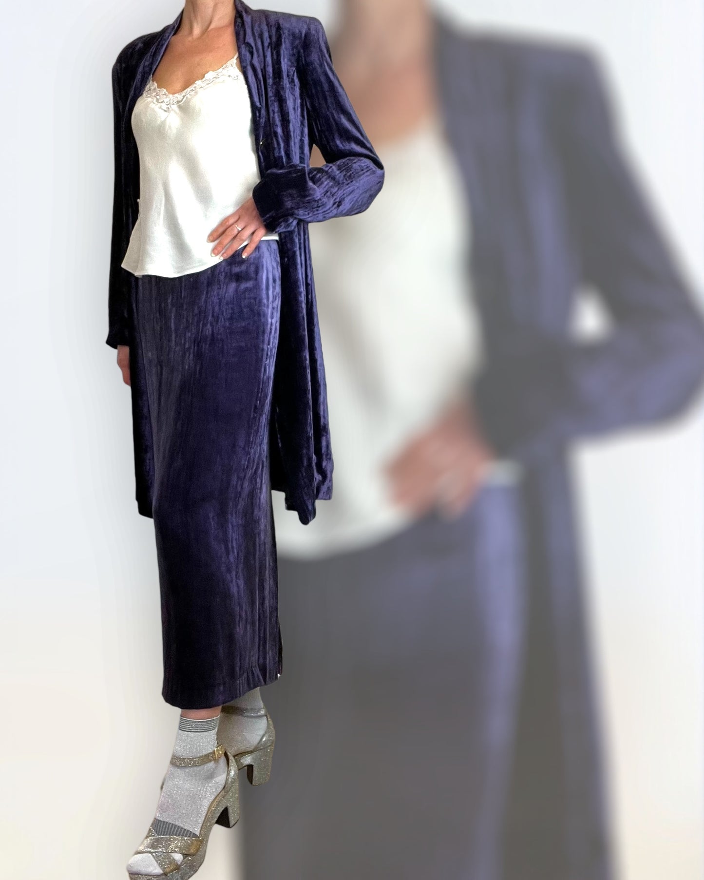 Louise Kennedy Velvet Skirt & Jacket 1990s