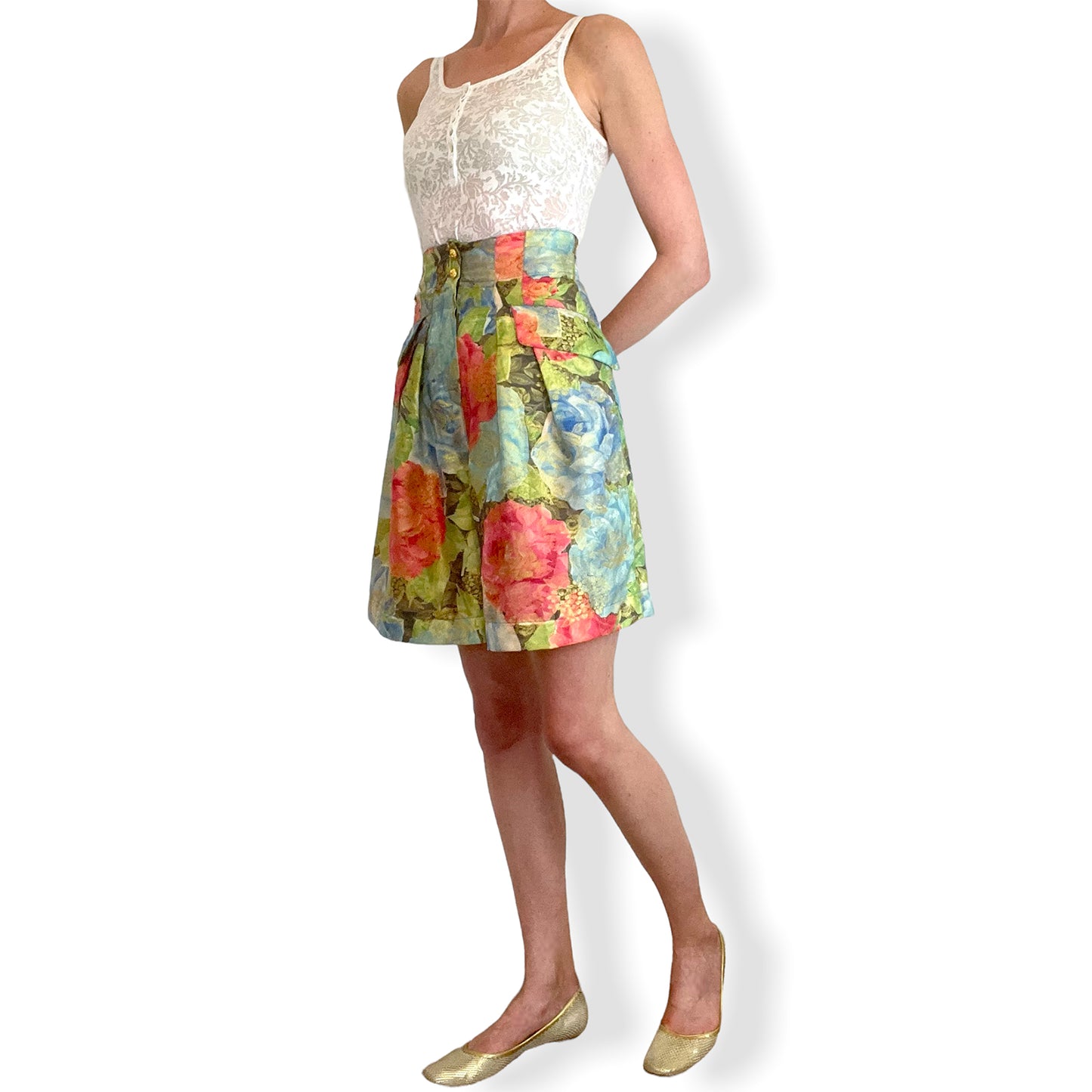 Mondi 80's floral/gold short culottes