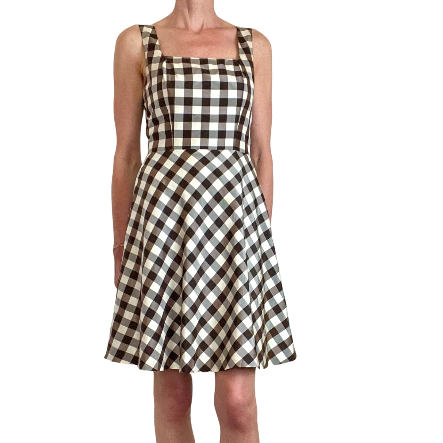 Cacharel silk check skater dress front