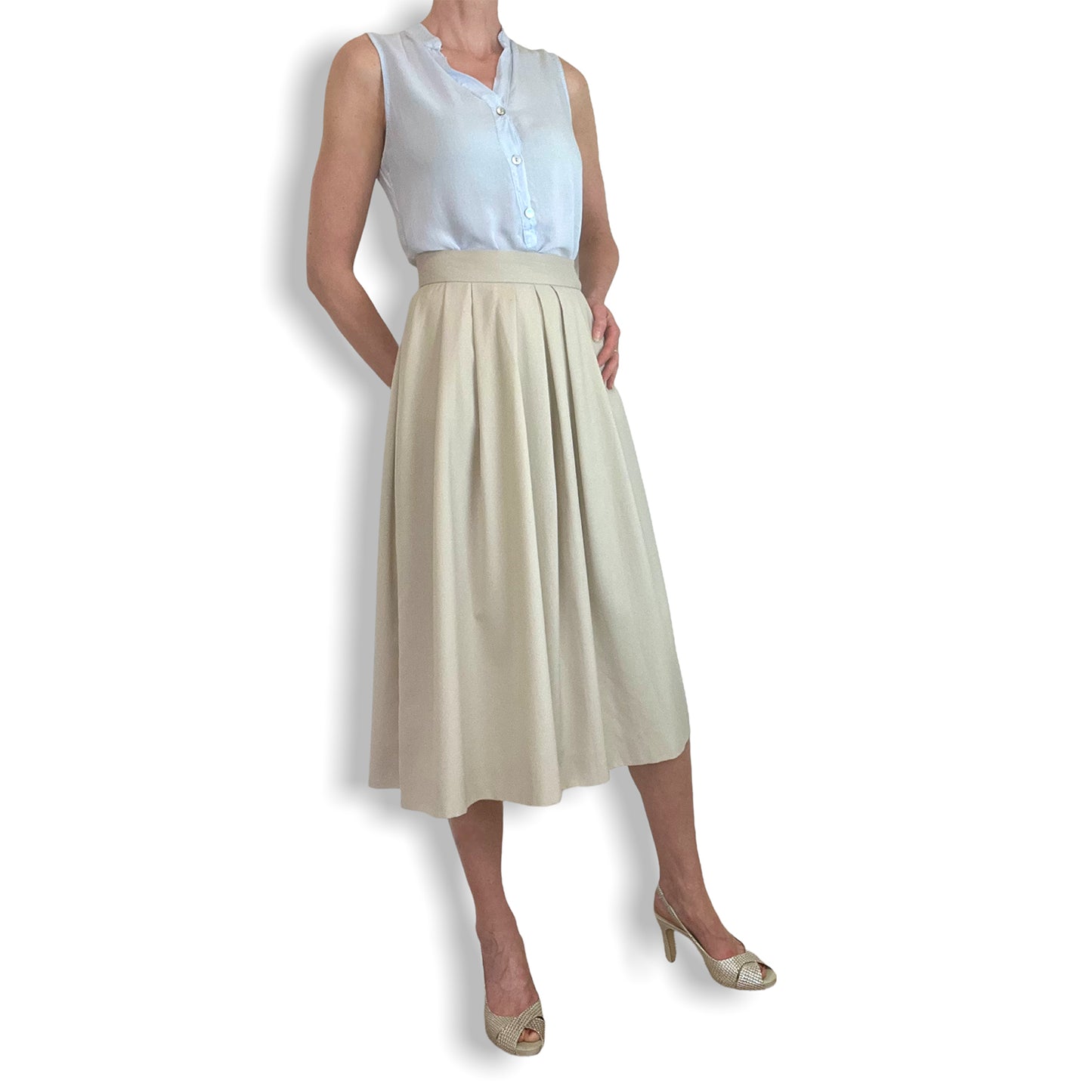 Jaeger 80's cream fine wool skirt