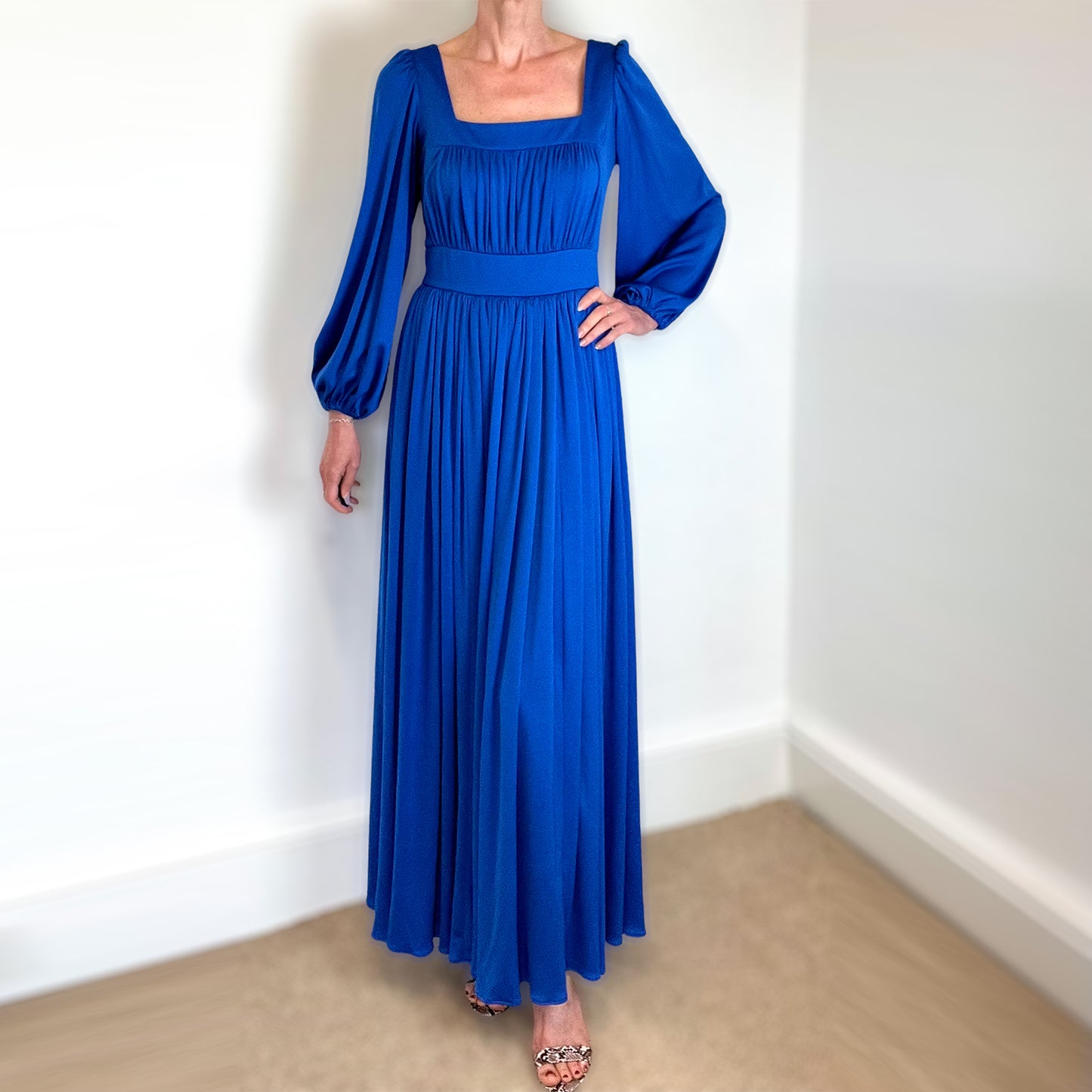 Jean Allen 70's bold blue maxi