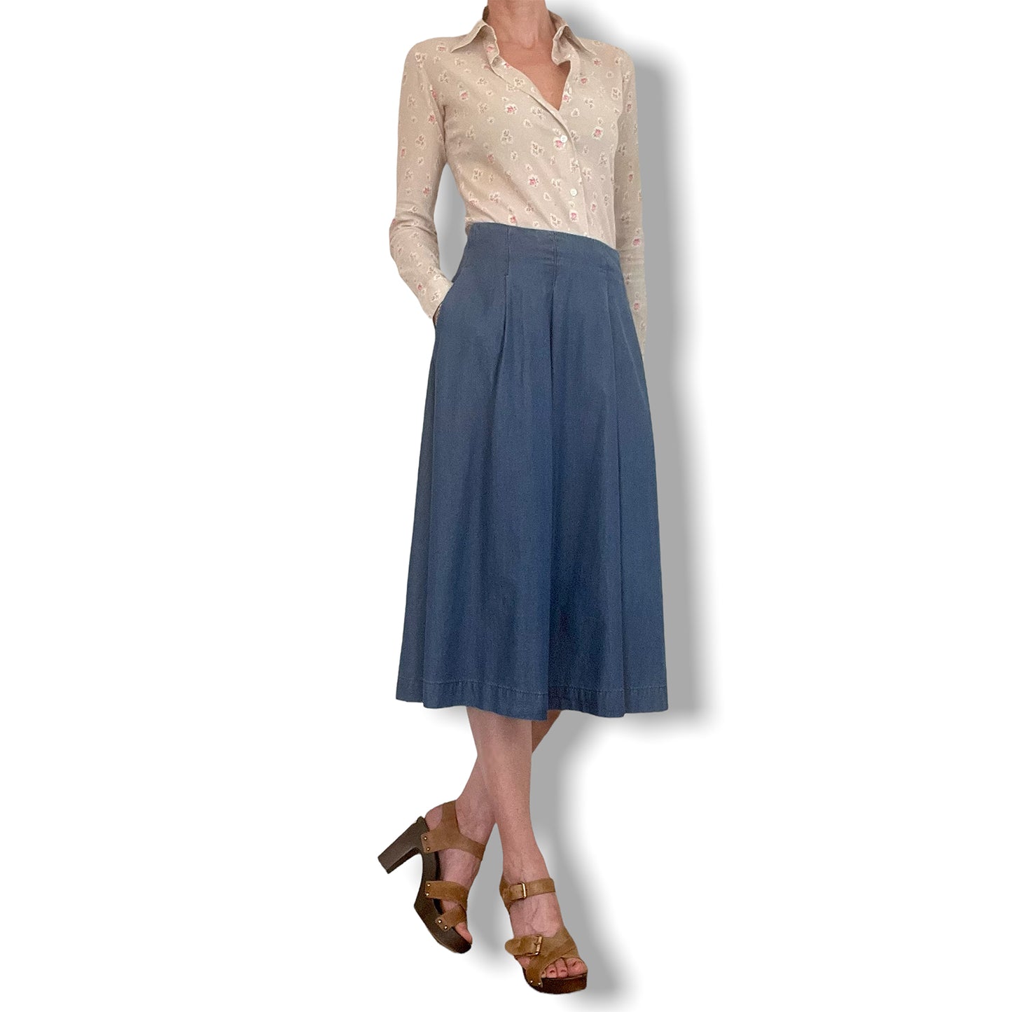 Stefanel full skirt in denim front