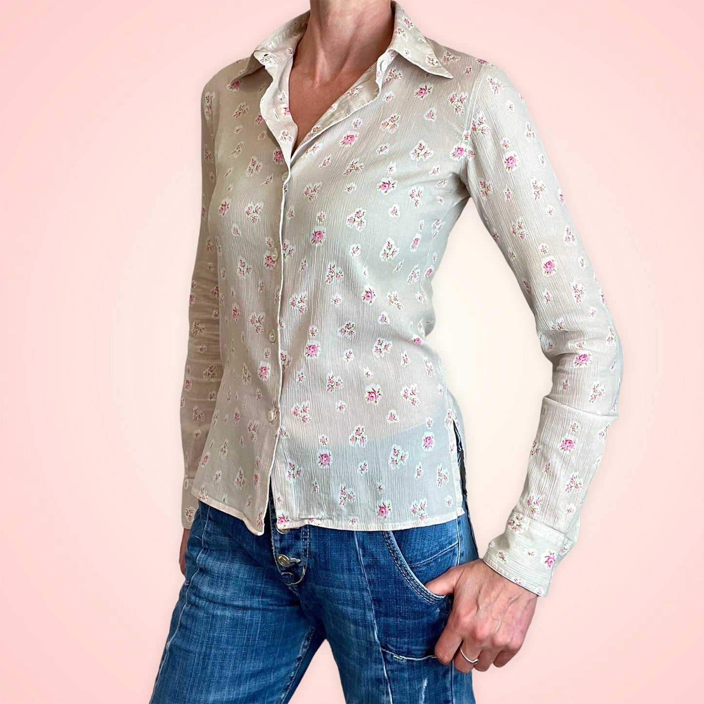 Agnes B fitted cheesecloth shirt front