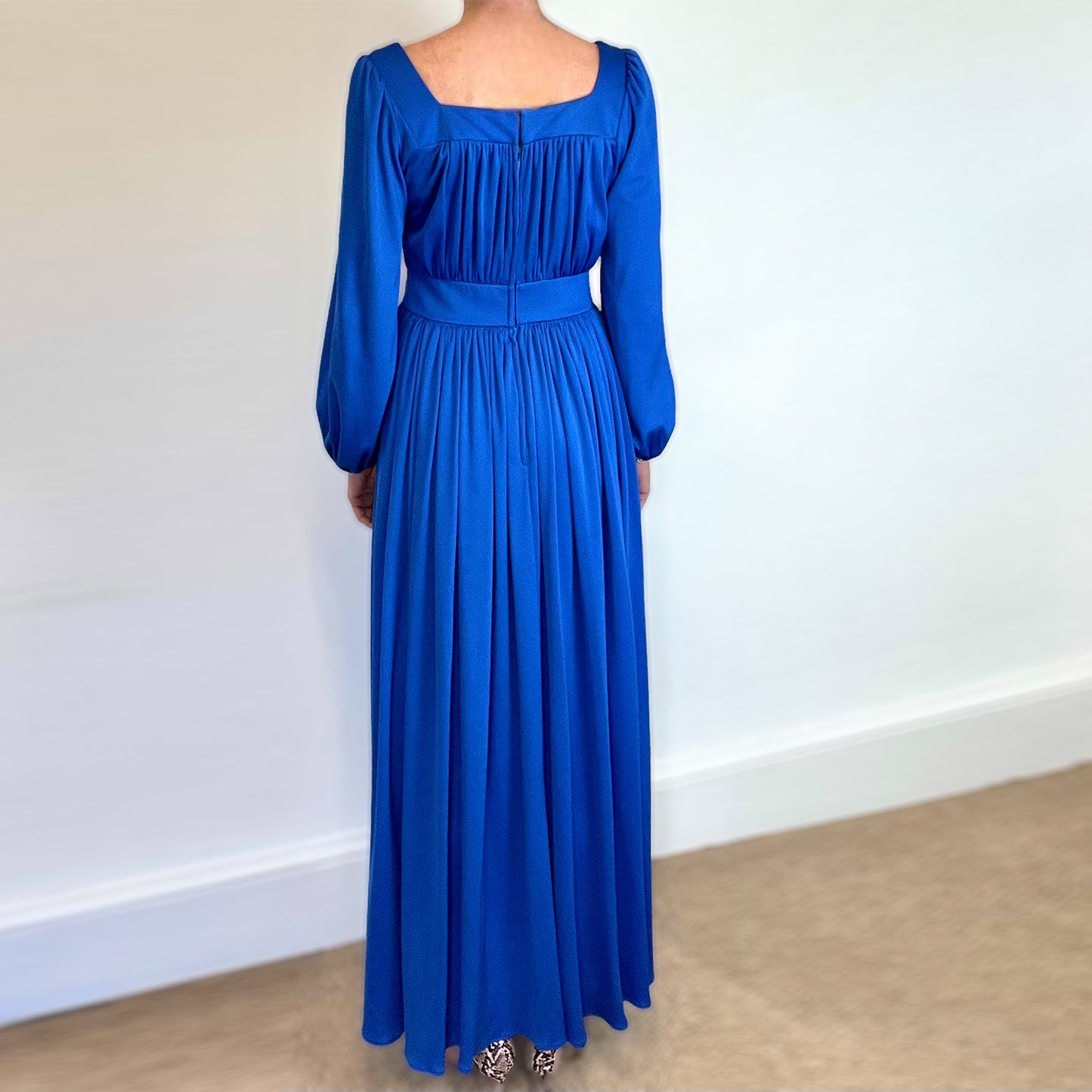 Jean Allen 70's bold blue maxi back